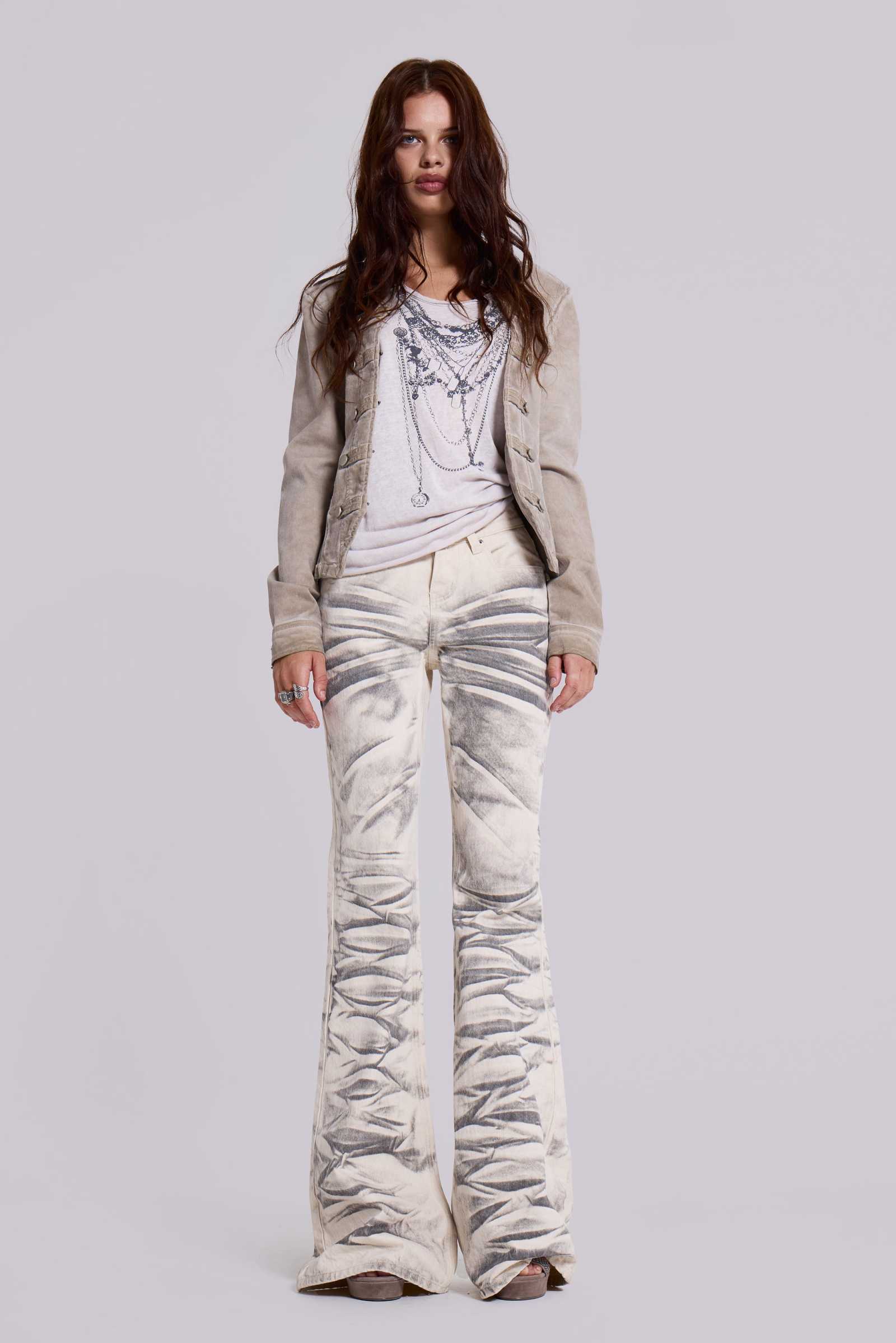 Arctic White Drift Flared Jeans