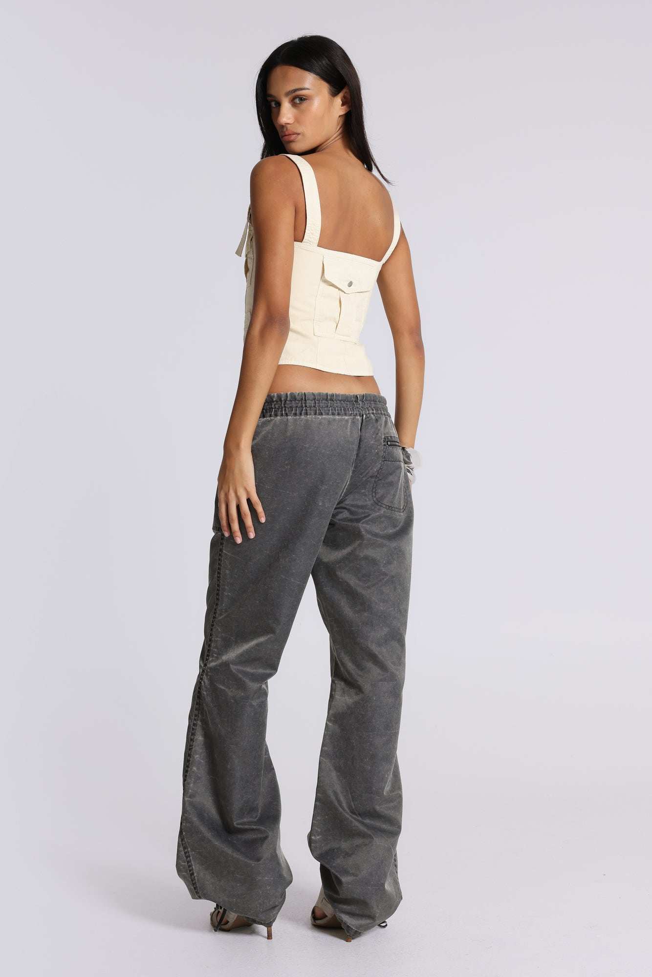 Vire Washed Satin Bootcut Cargos