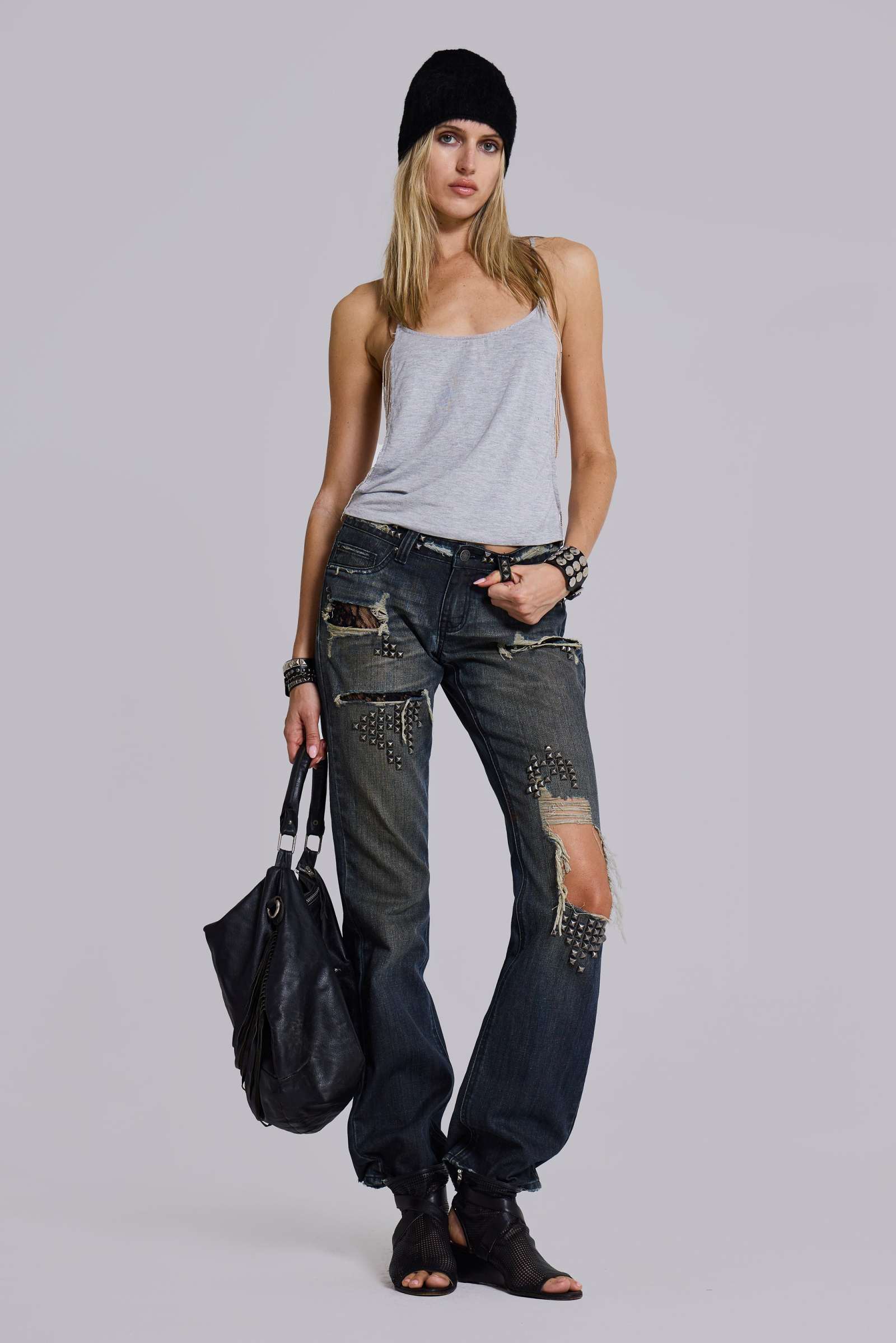 Aleya Beaded Top in Grey