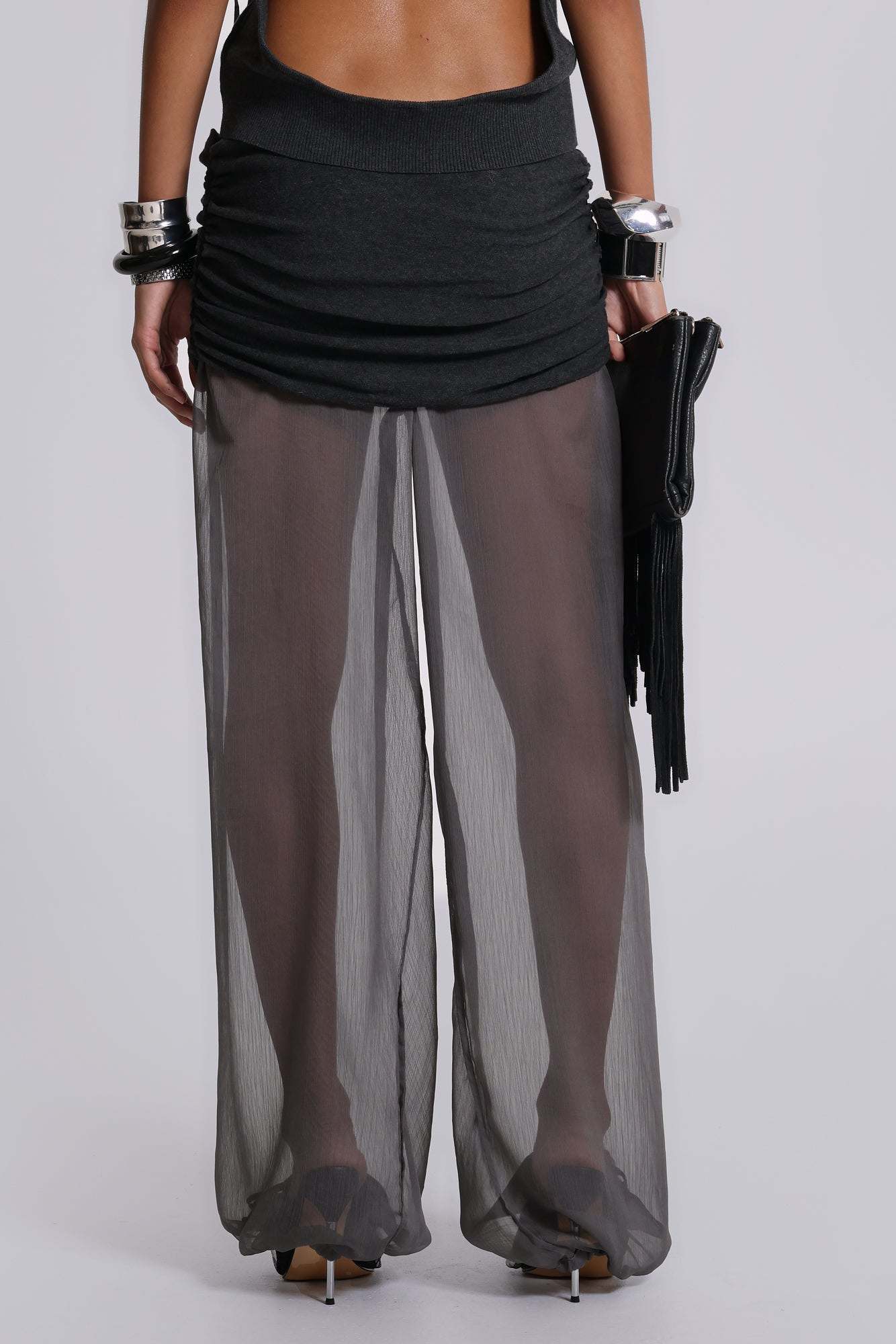 Lurien Knit and Chiffon Balloon Pants