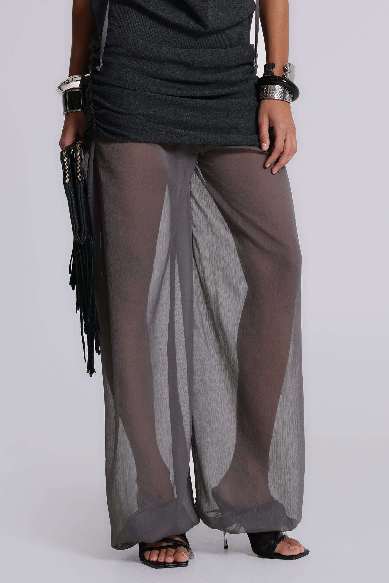 Lurien Knit and Chiffon Balloon Pants