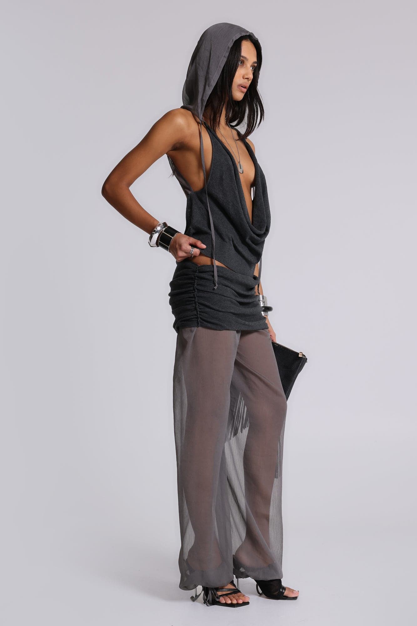 Lurien Knit and Chiffon Balloon Pants