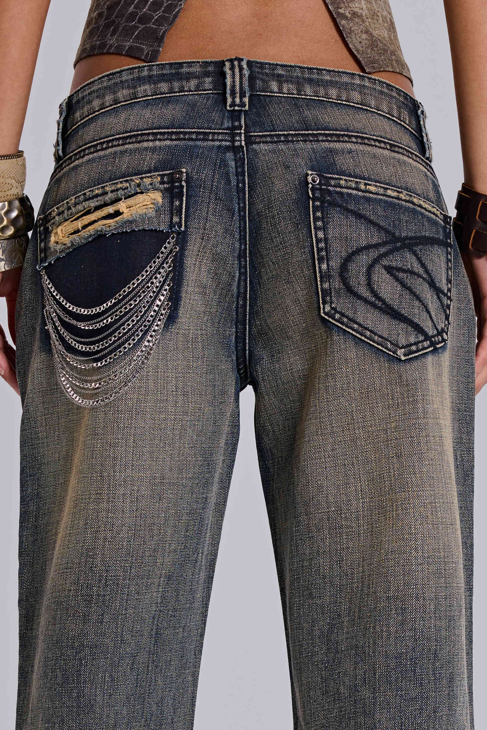 Solna Chain Low Rise Bootcut Jeans
