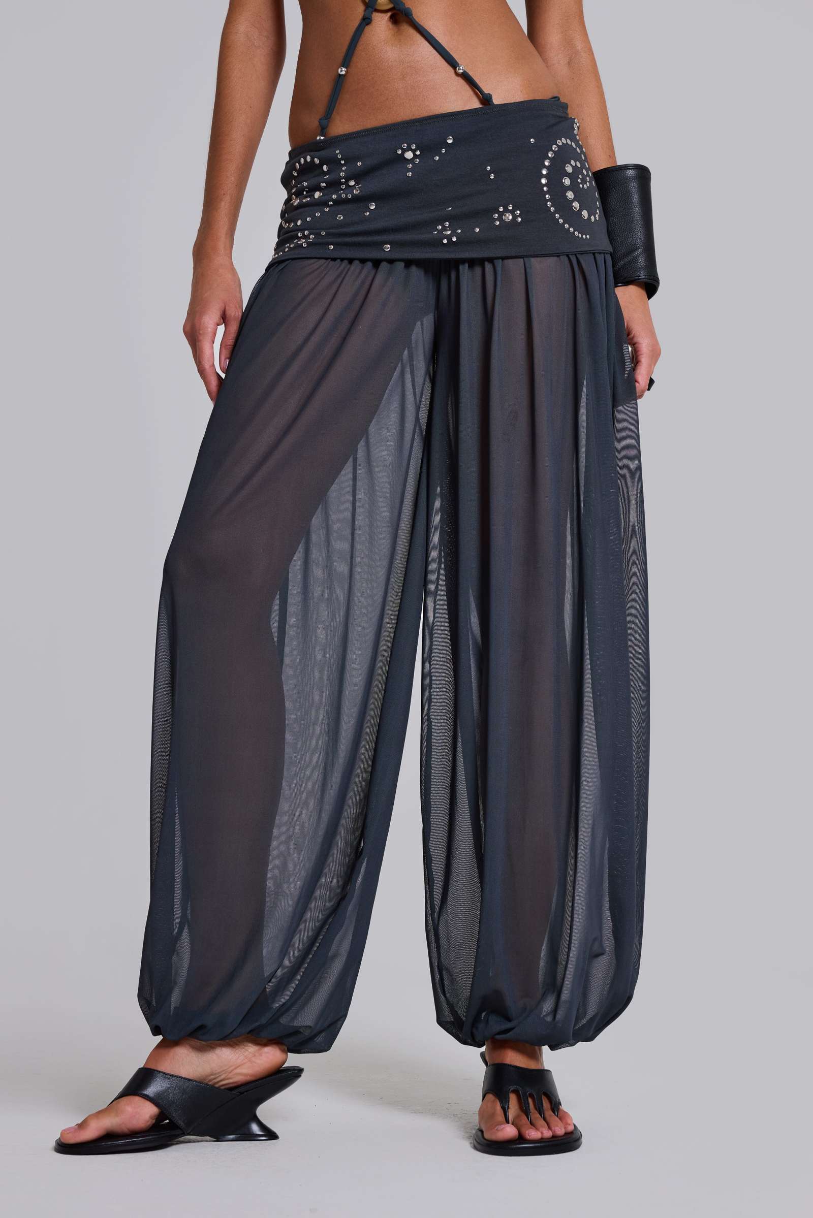 Pelagia Foldover Studded Balloon Trousers