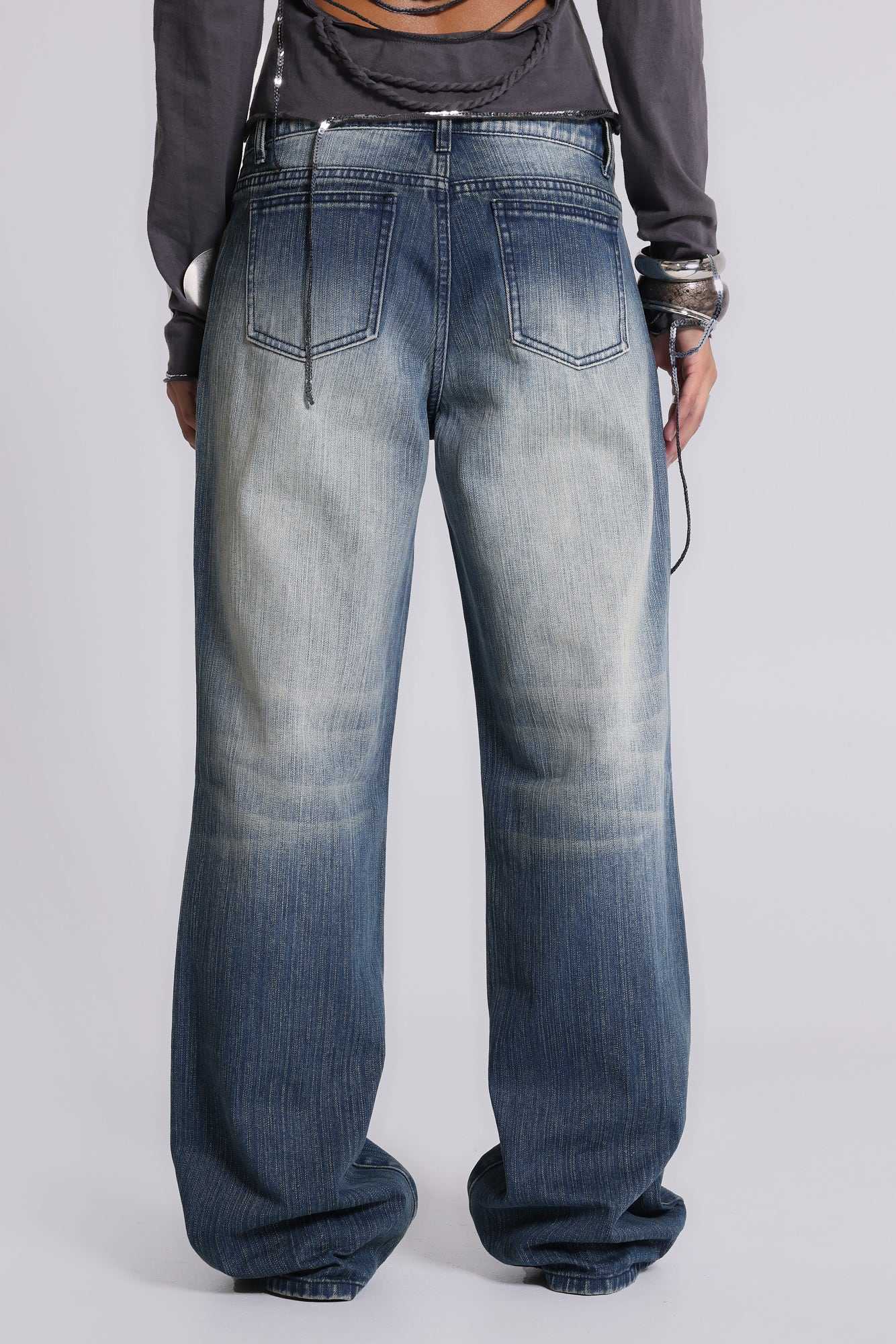 Hunter Loose Straight Leg Jeans with Mirrors