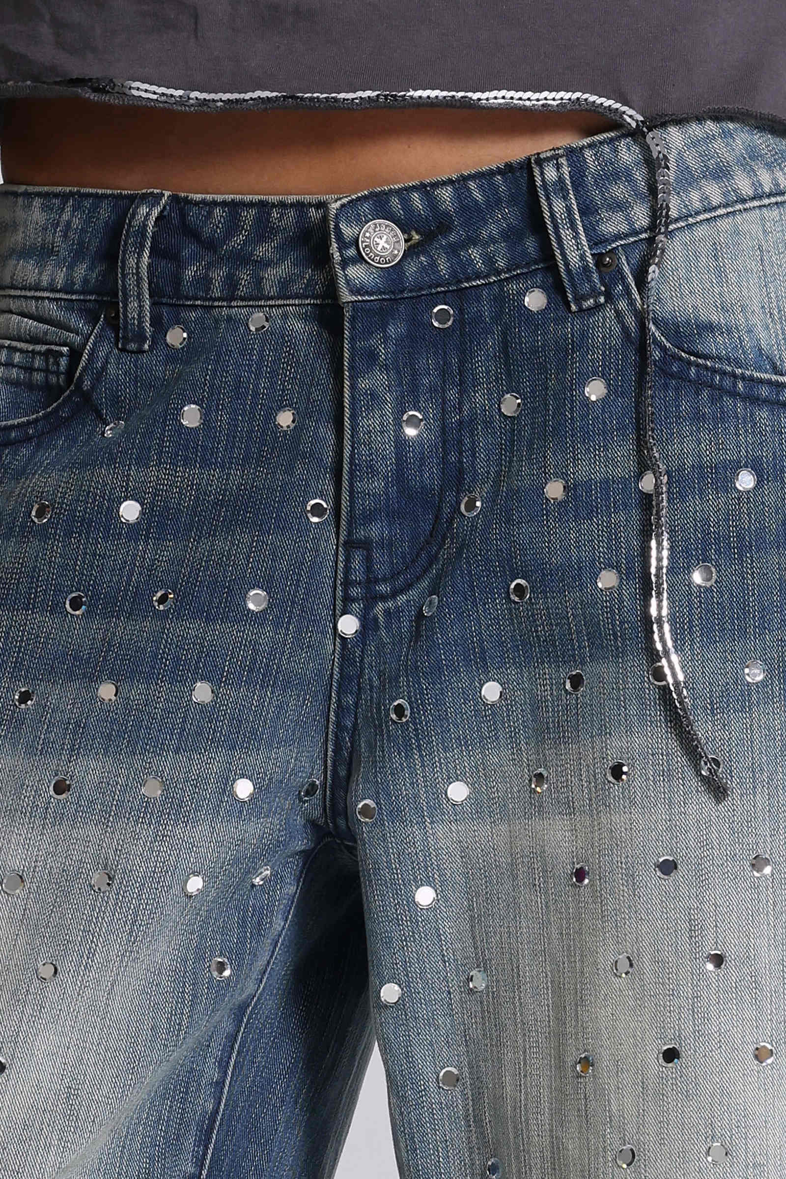 Hunter Loose Straight Leg Jeans with Mirrors