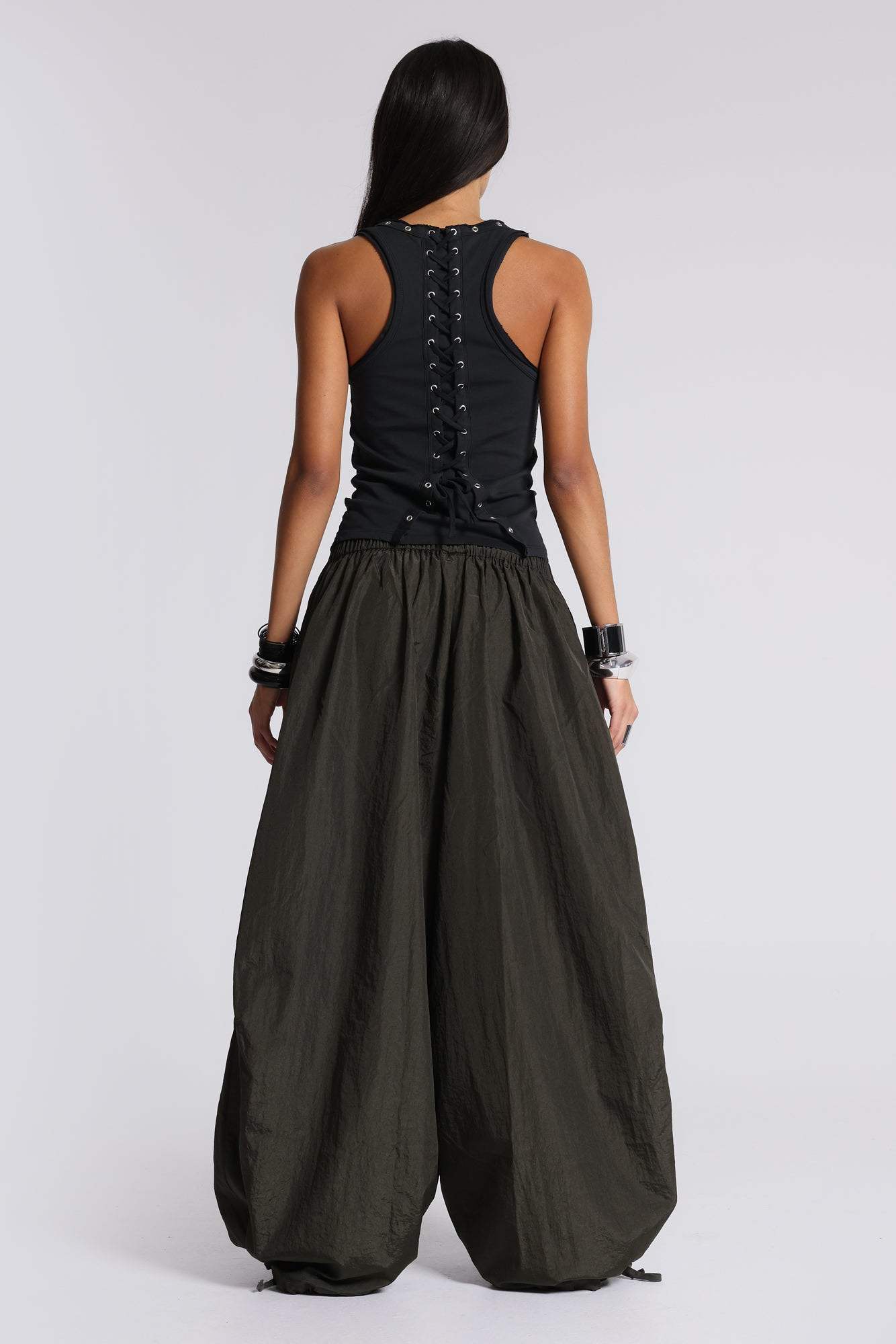 Nexis Nylon Balloon Parachute Pants in Khaki