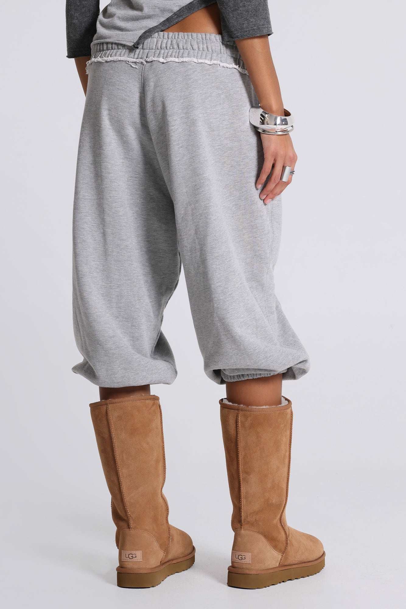 Grey Marl Cropped Monster Joggers