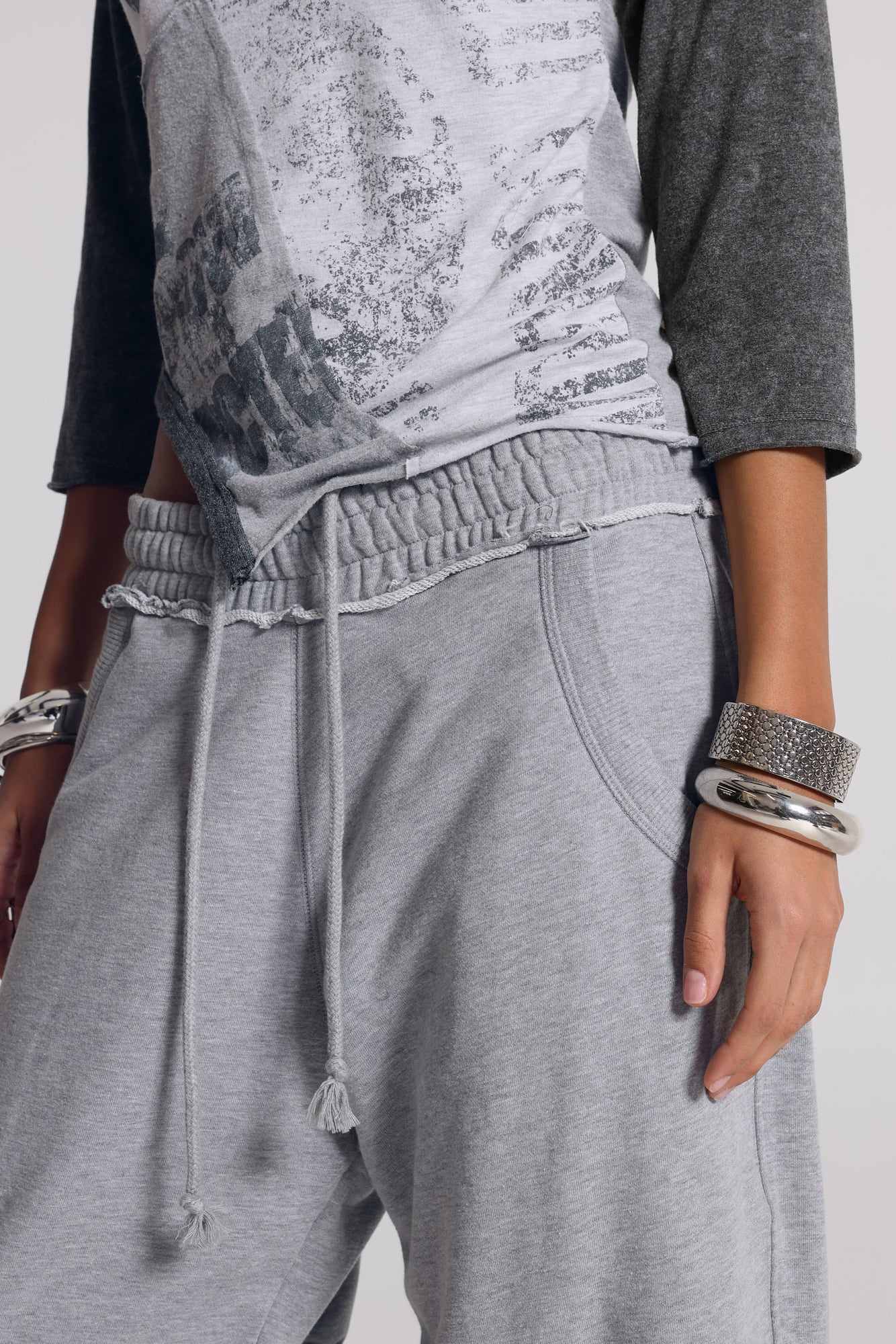 Grey Marl Cropped Monster Joggers