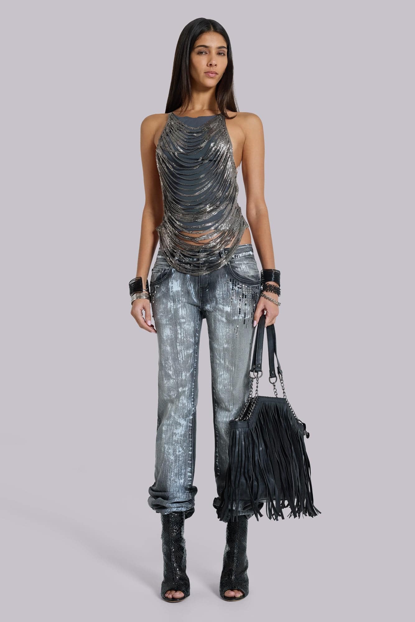 Strings Attached Backless Top in Chainmail