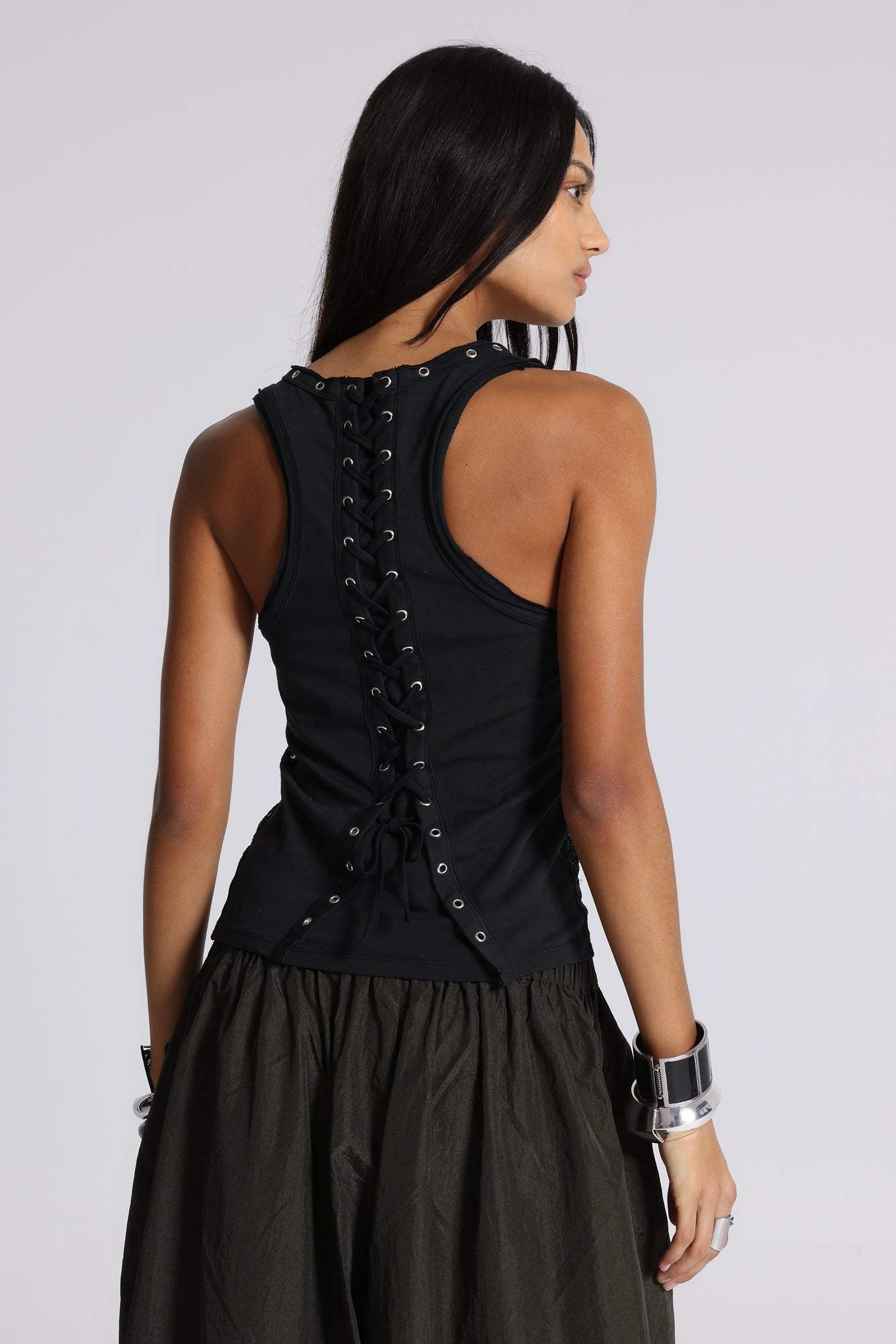 Ramona Burnout Vest Top in Black
