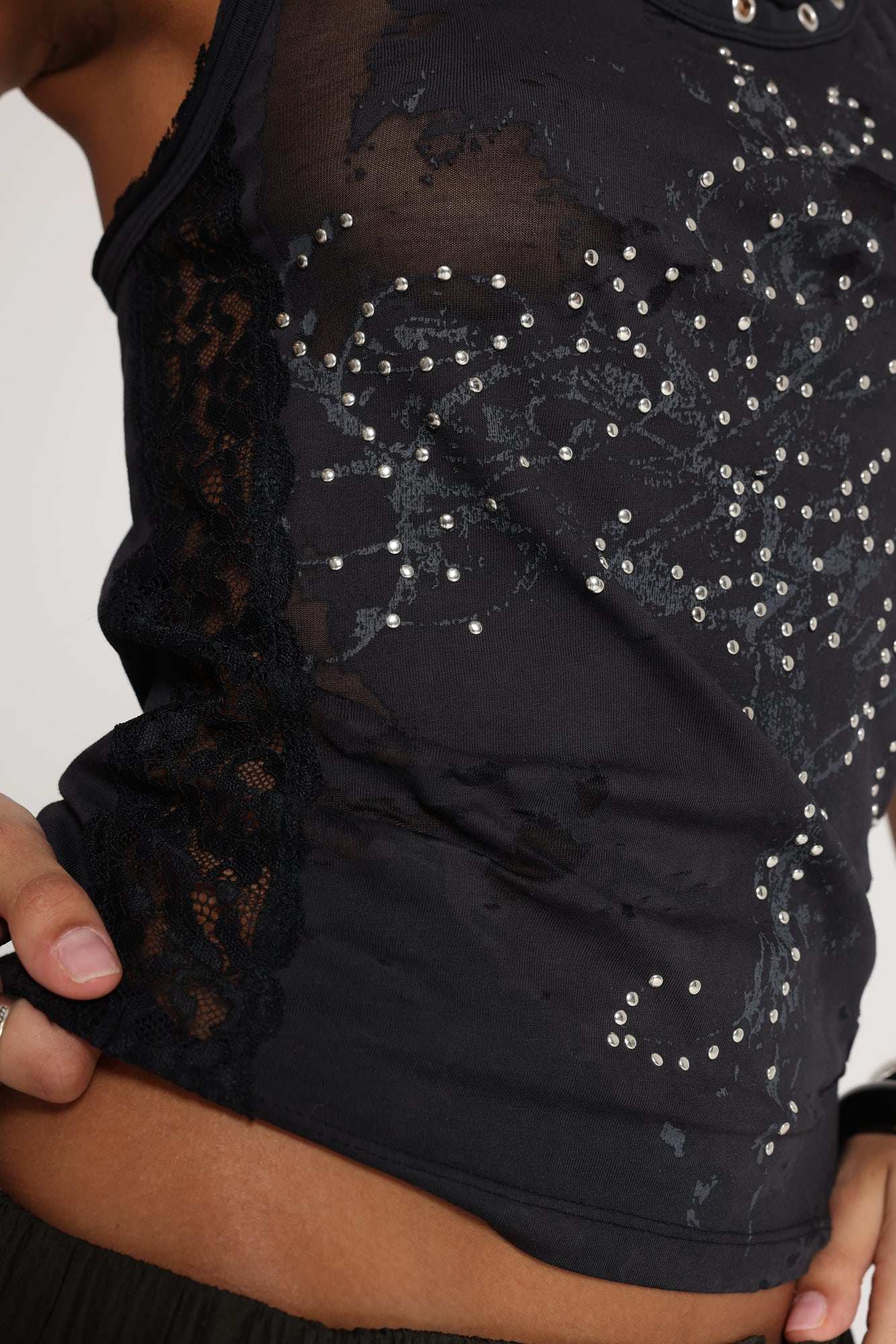 Ramona Burnout Vest Top in Black