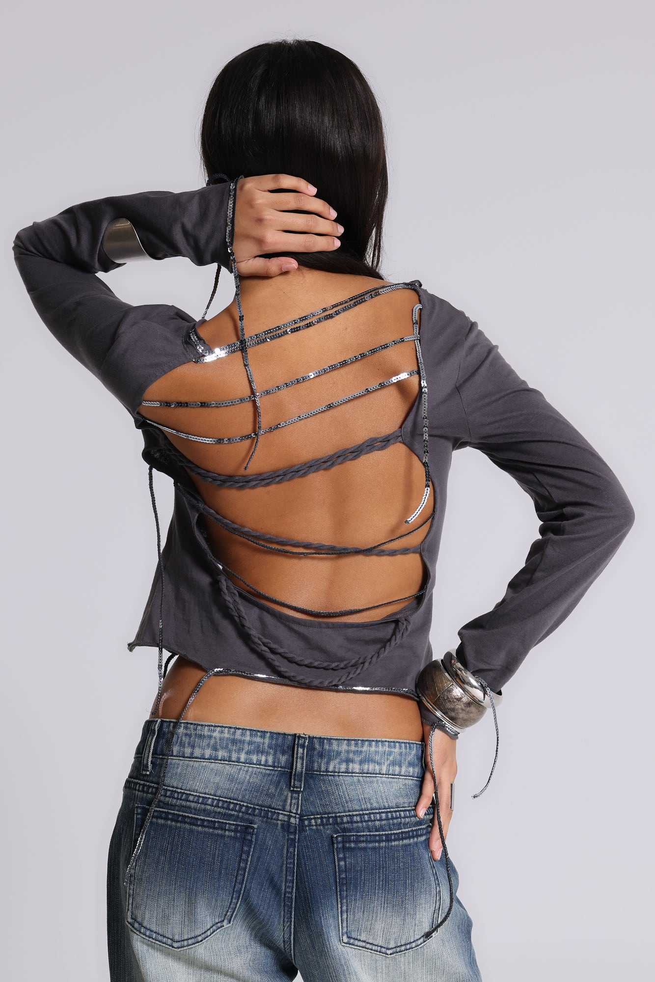 Fira Sequin V Neck Tee