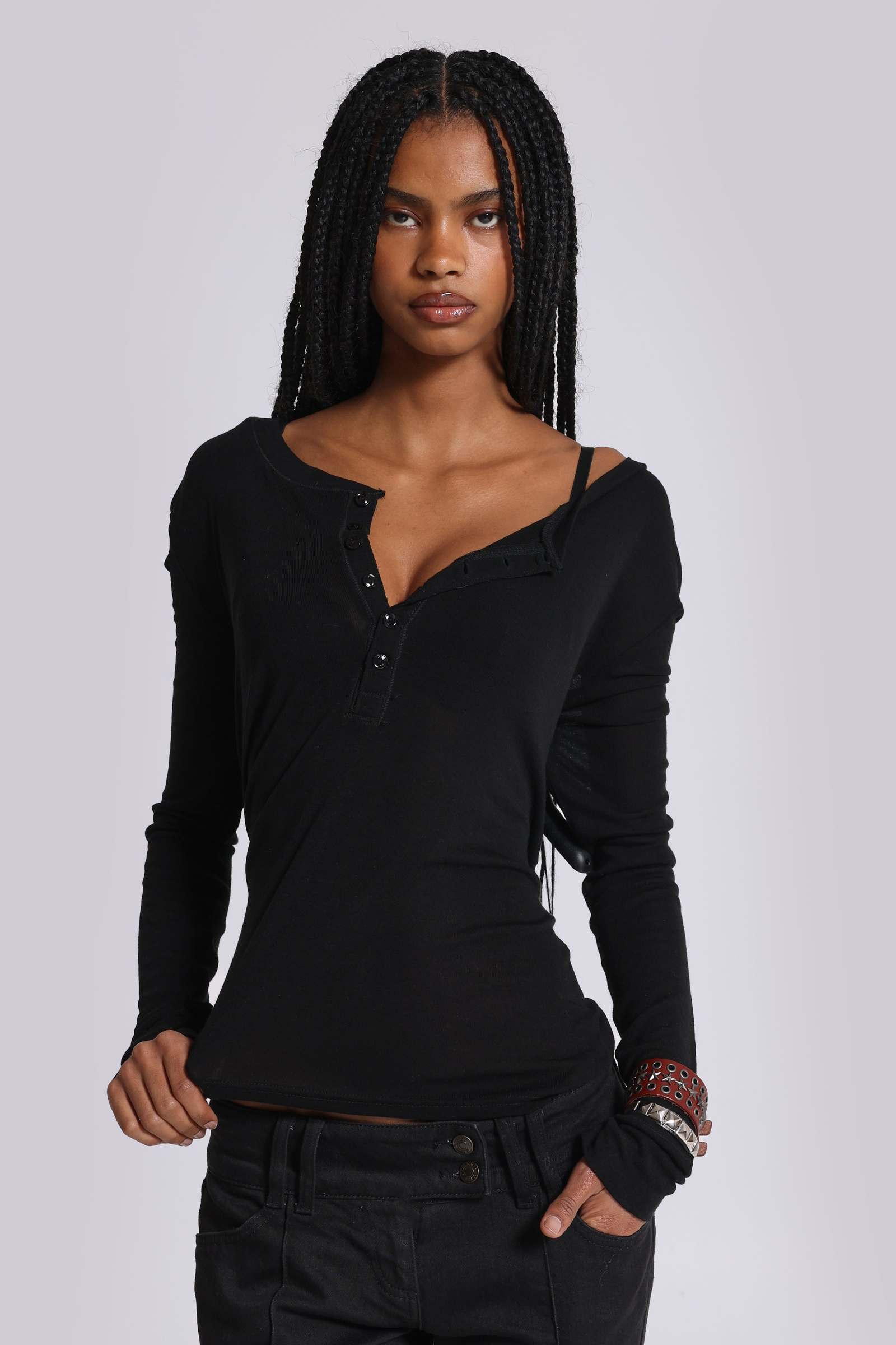 Black Haze Henley Top