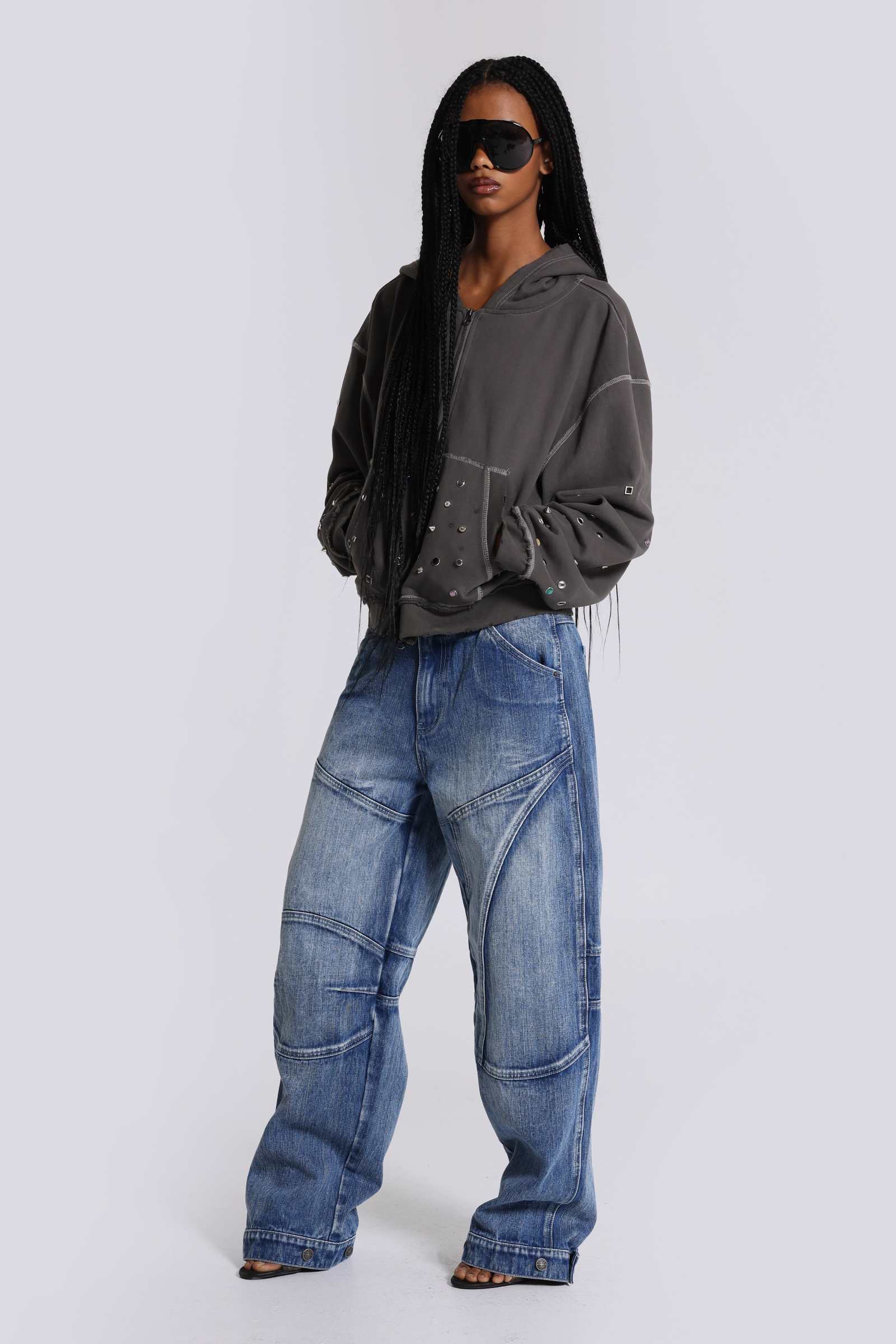 Zae Panelled Low Rise Baggy Jeans