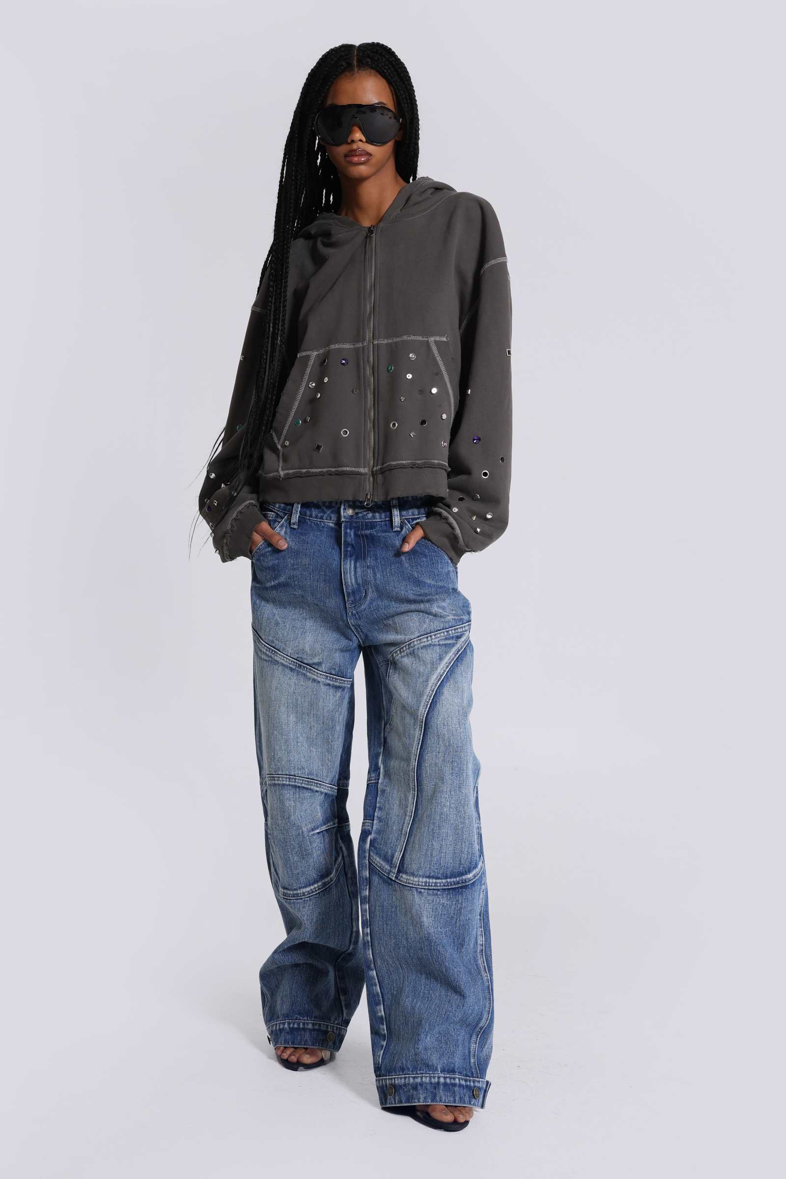 Zae Panelled Low Rise Baggy Jeans