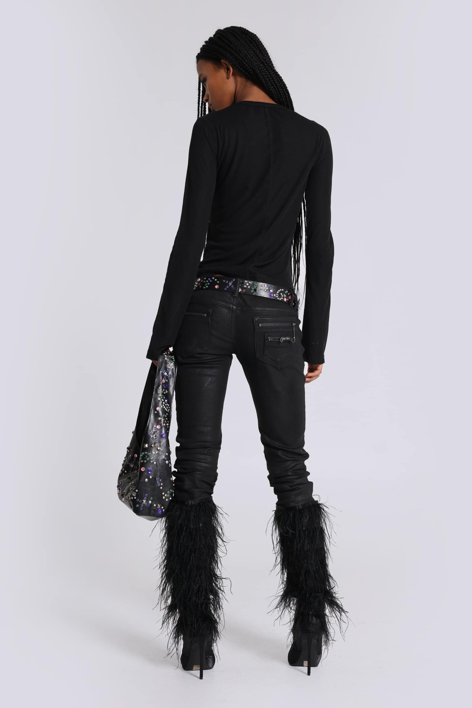 Jexa Jewel Studded Long Sleeve Top