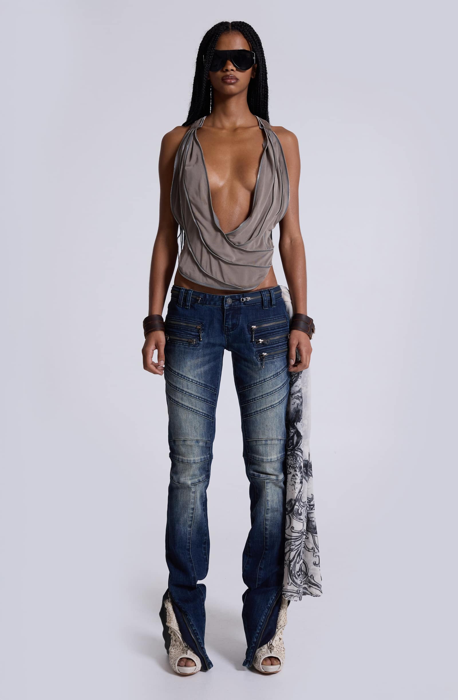 Vrax Cowl Zipper Top