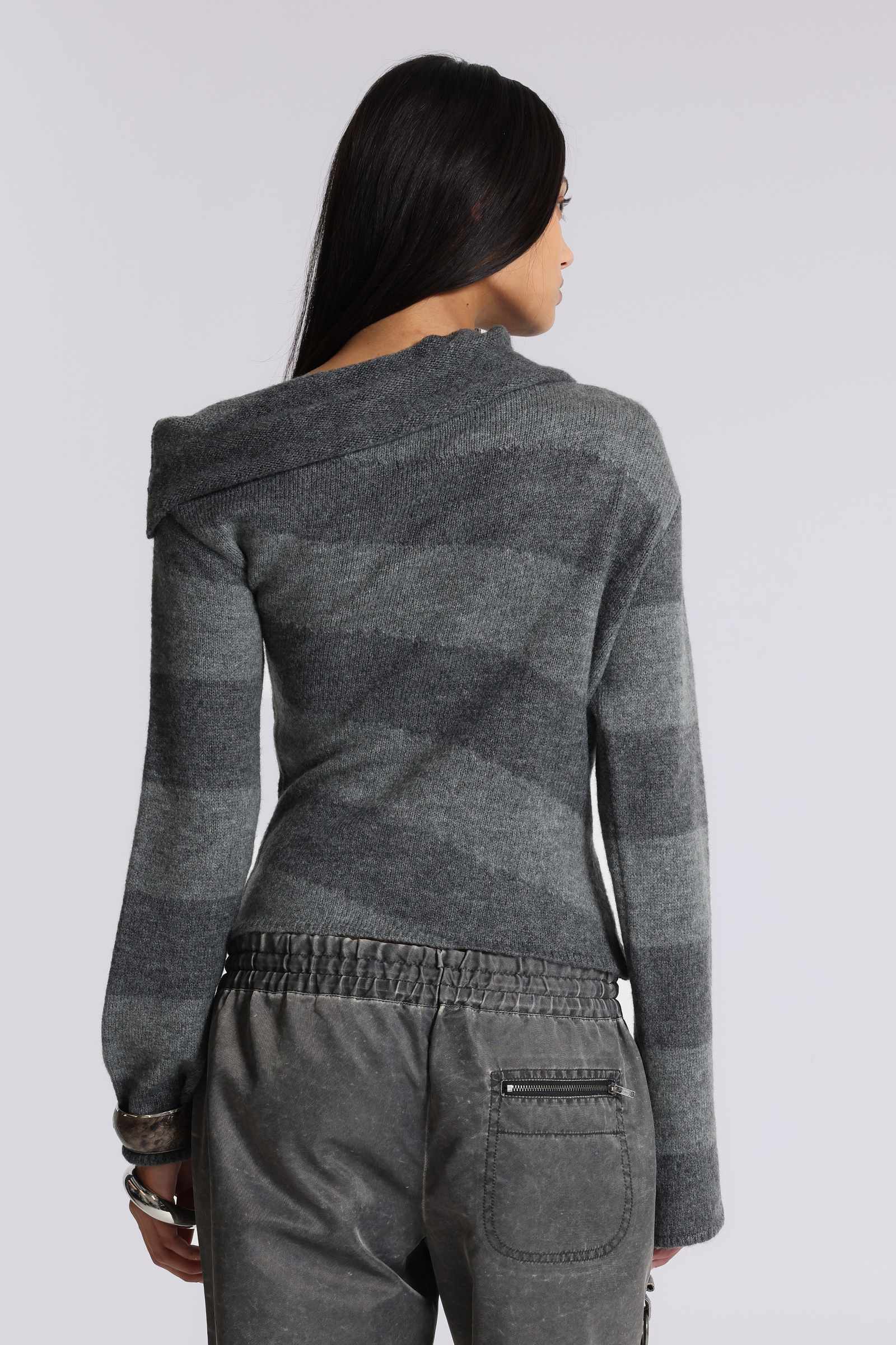 Clasp Asymmetric Stripe Knit