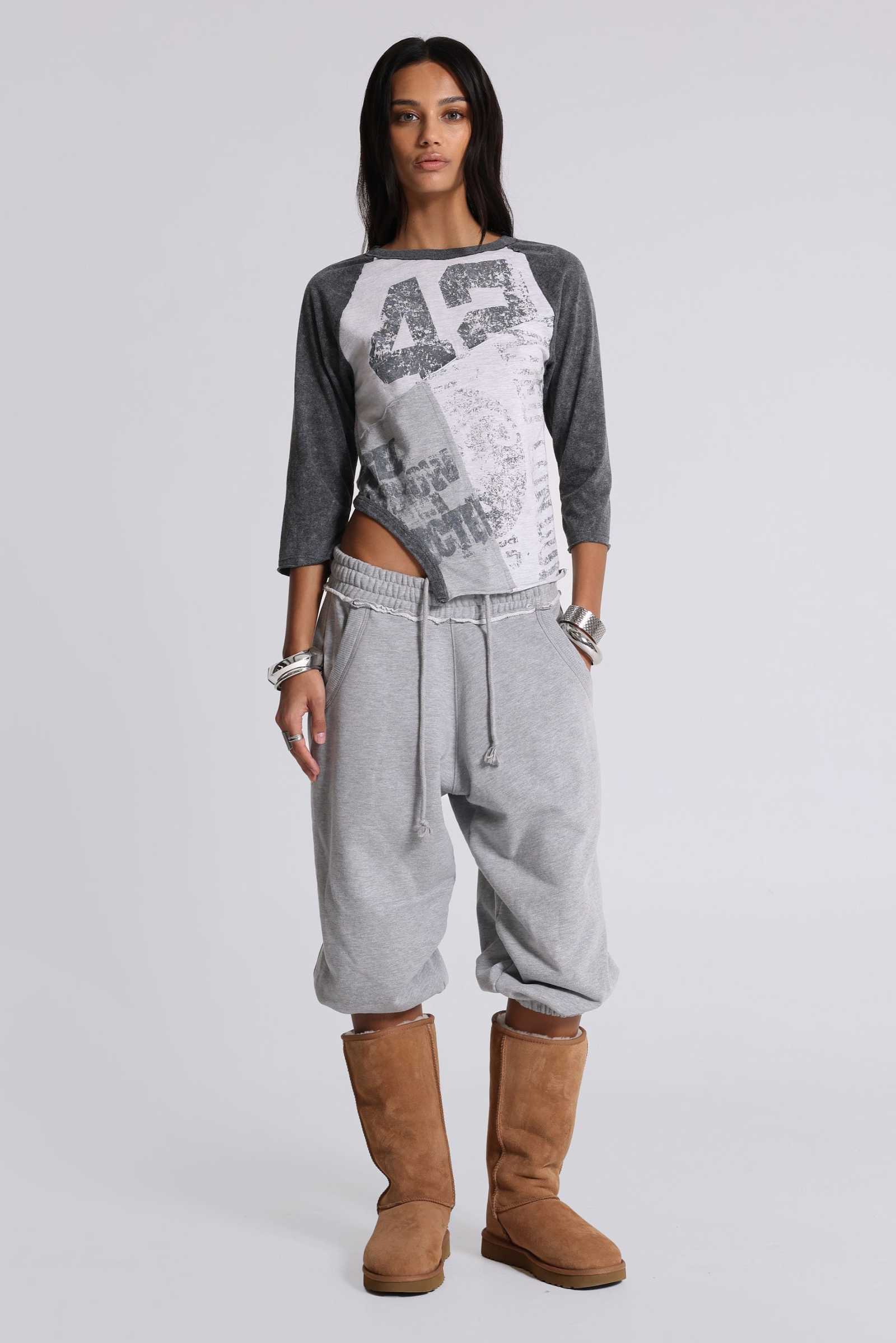 Grey Marl Cropped Monster Joggers