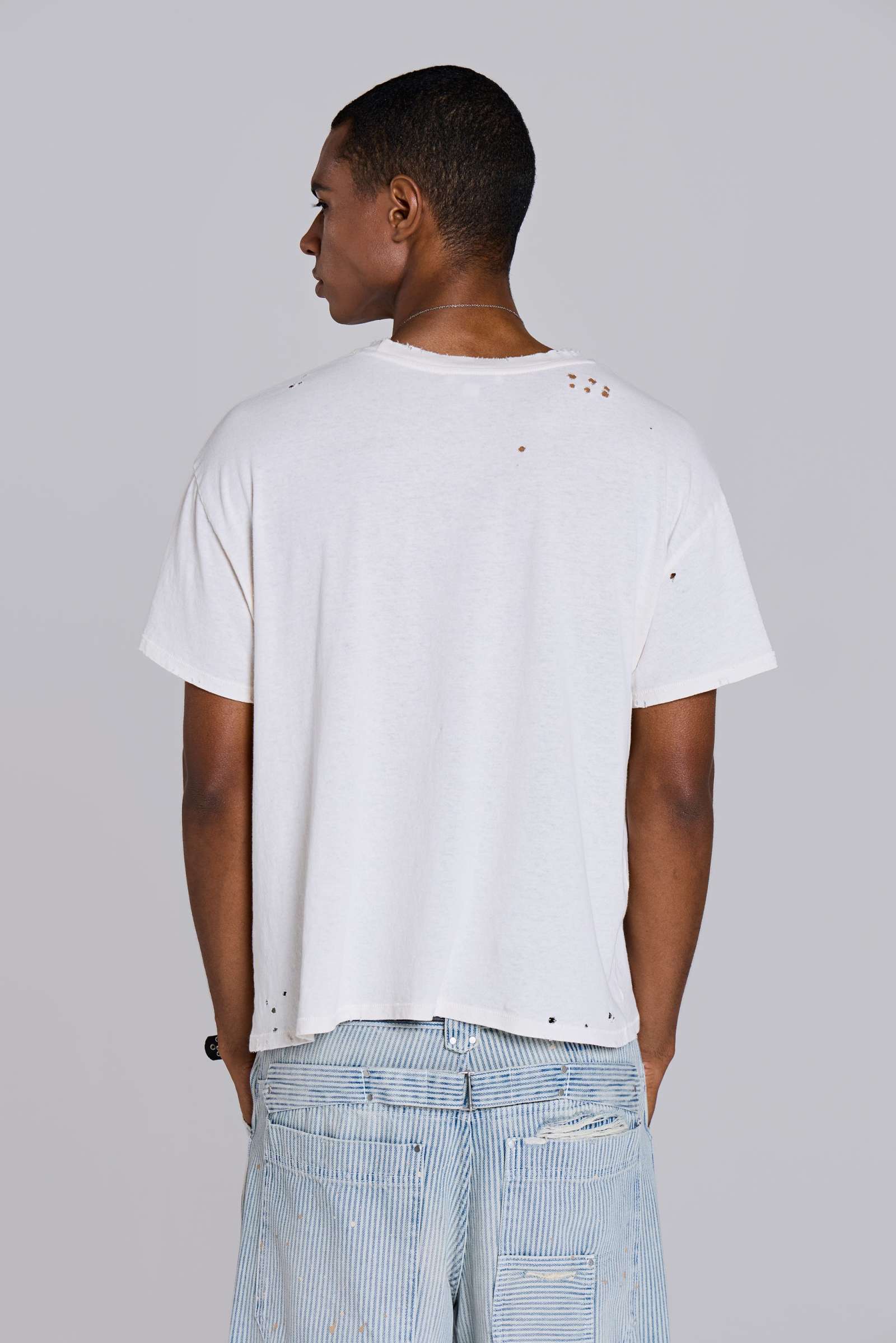White Etching Cropped T-Shirt