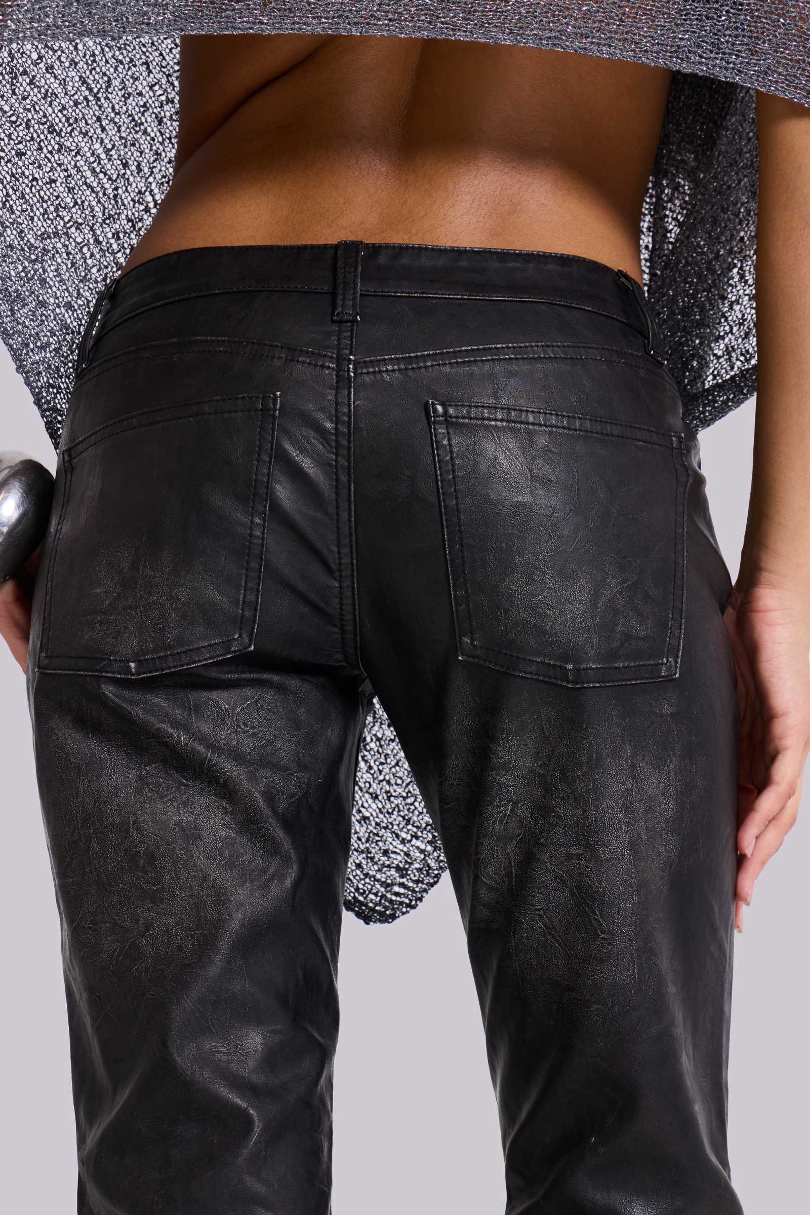 Black Cooper PU Bootcut Jeans