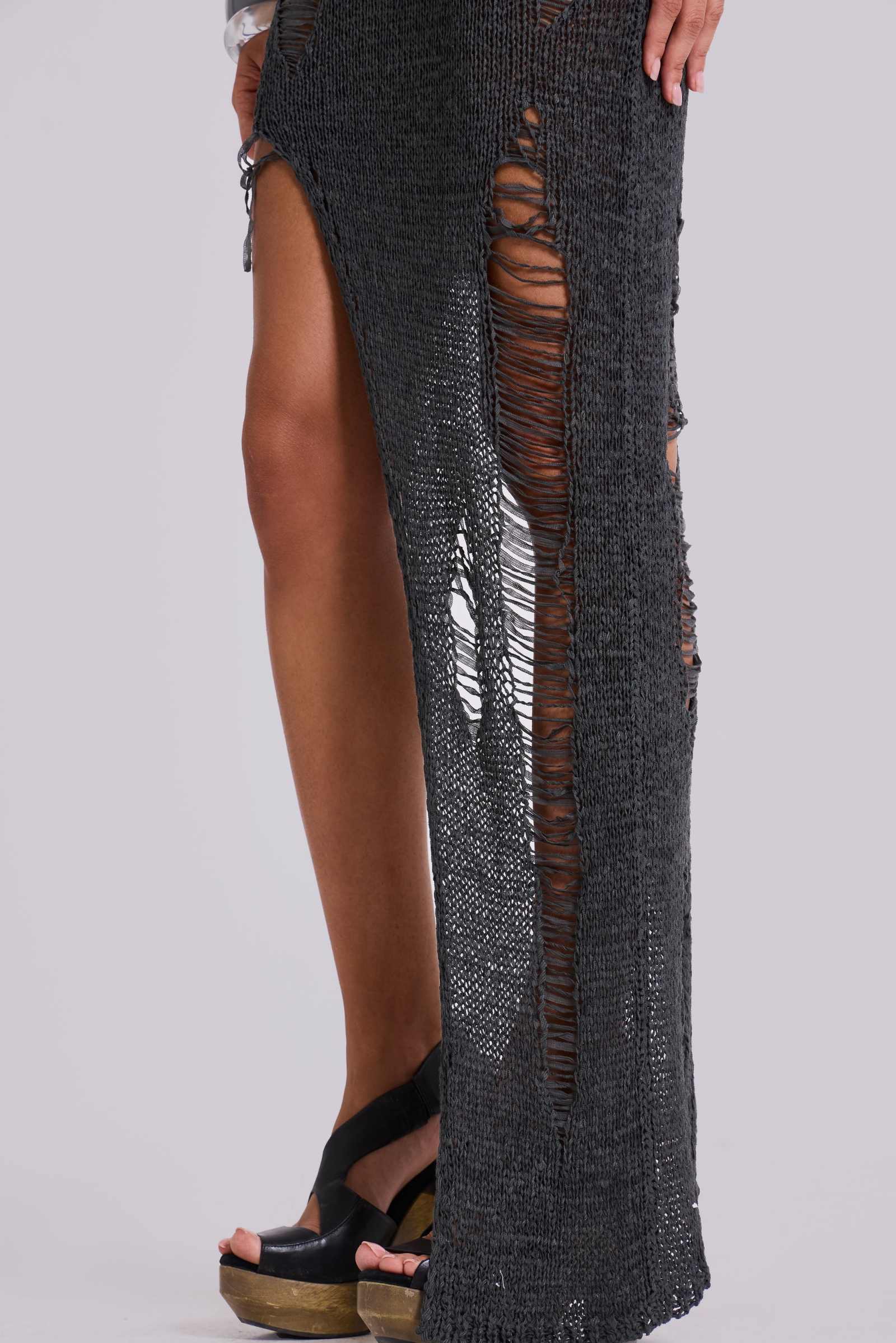 Zila Asymmetric Distressed Knit Dress