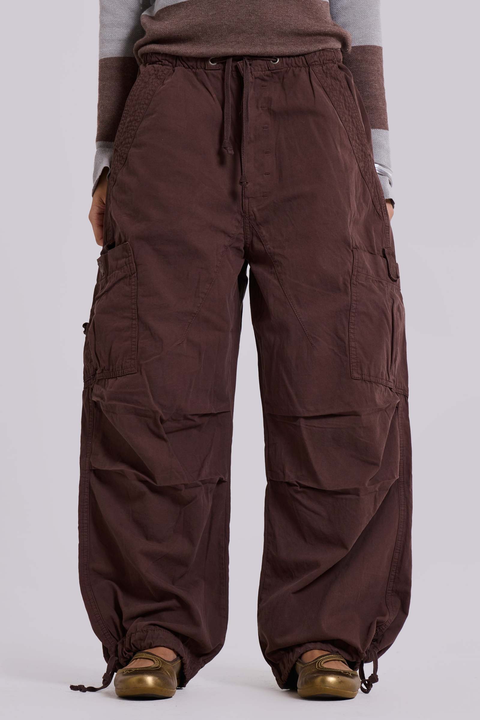 Brown Parachute Cargo Pants