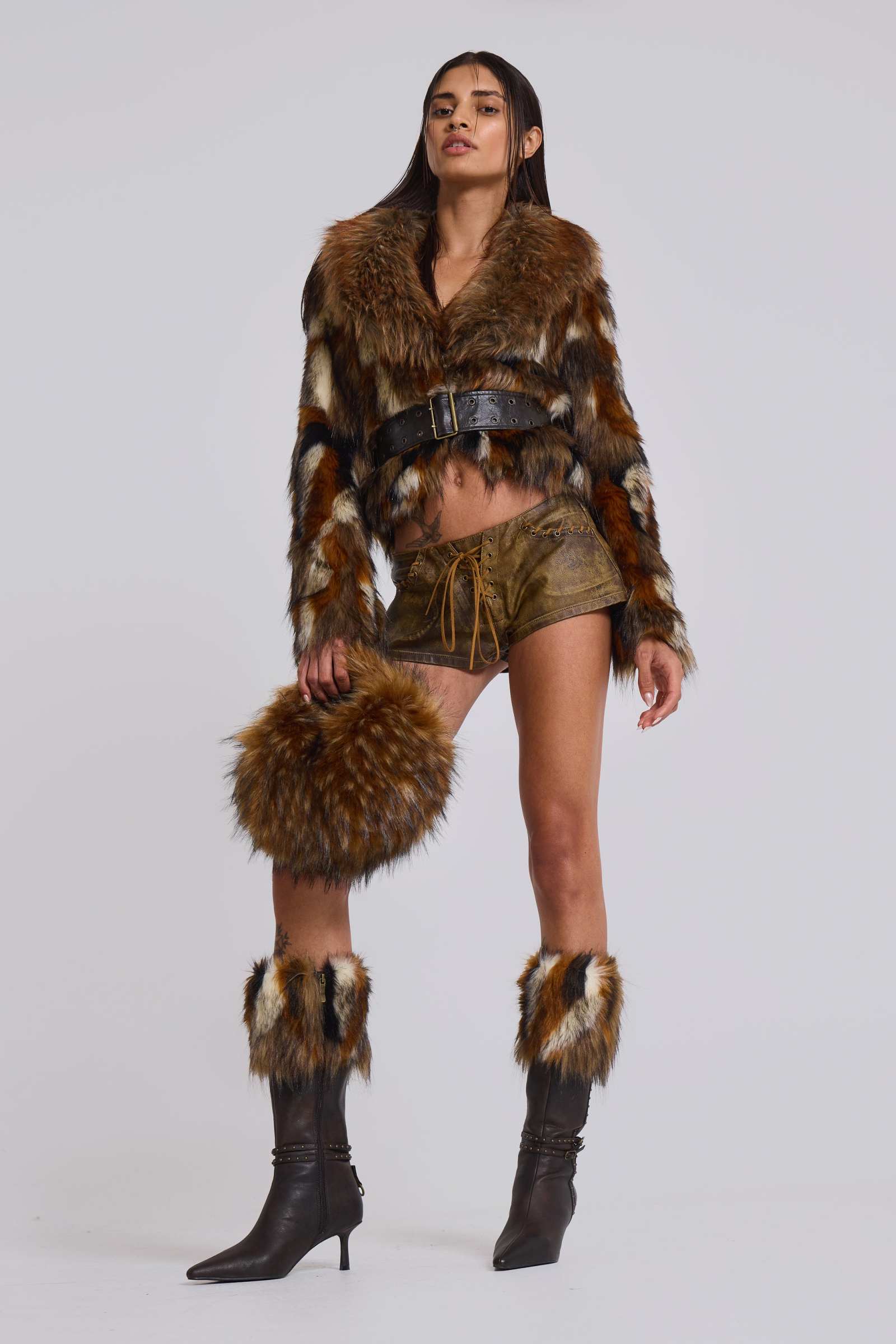 Faux Fur Belted Vest main image 1