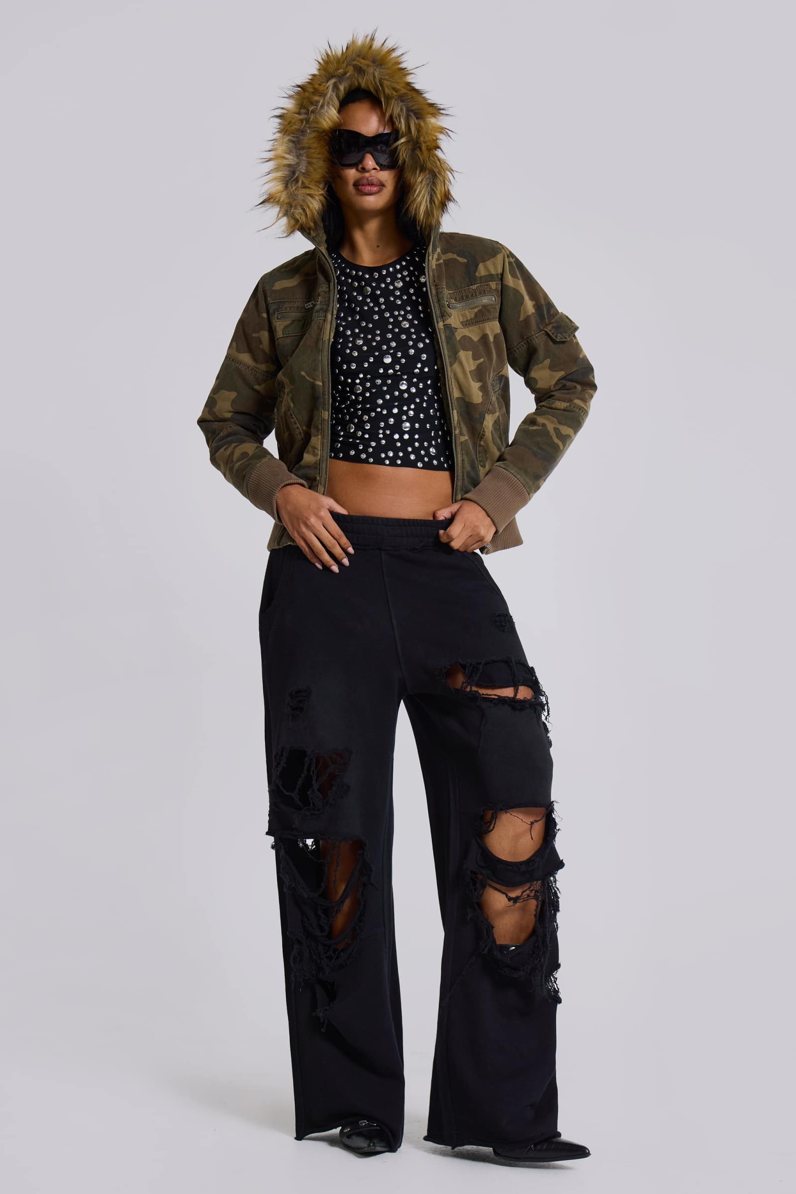Black Cracked Marble Women's Joggers