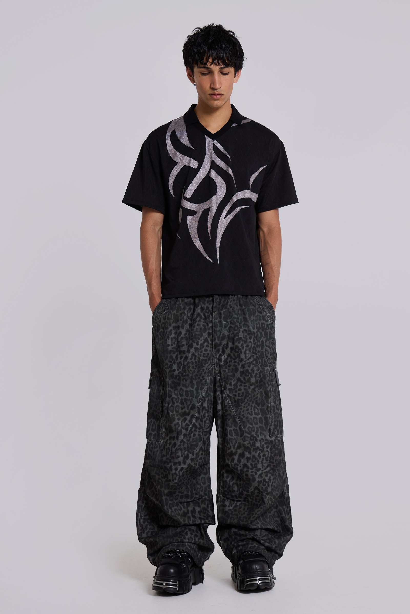 Leopard Crew Charcoal