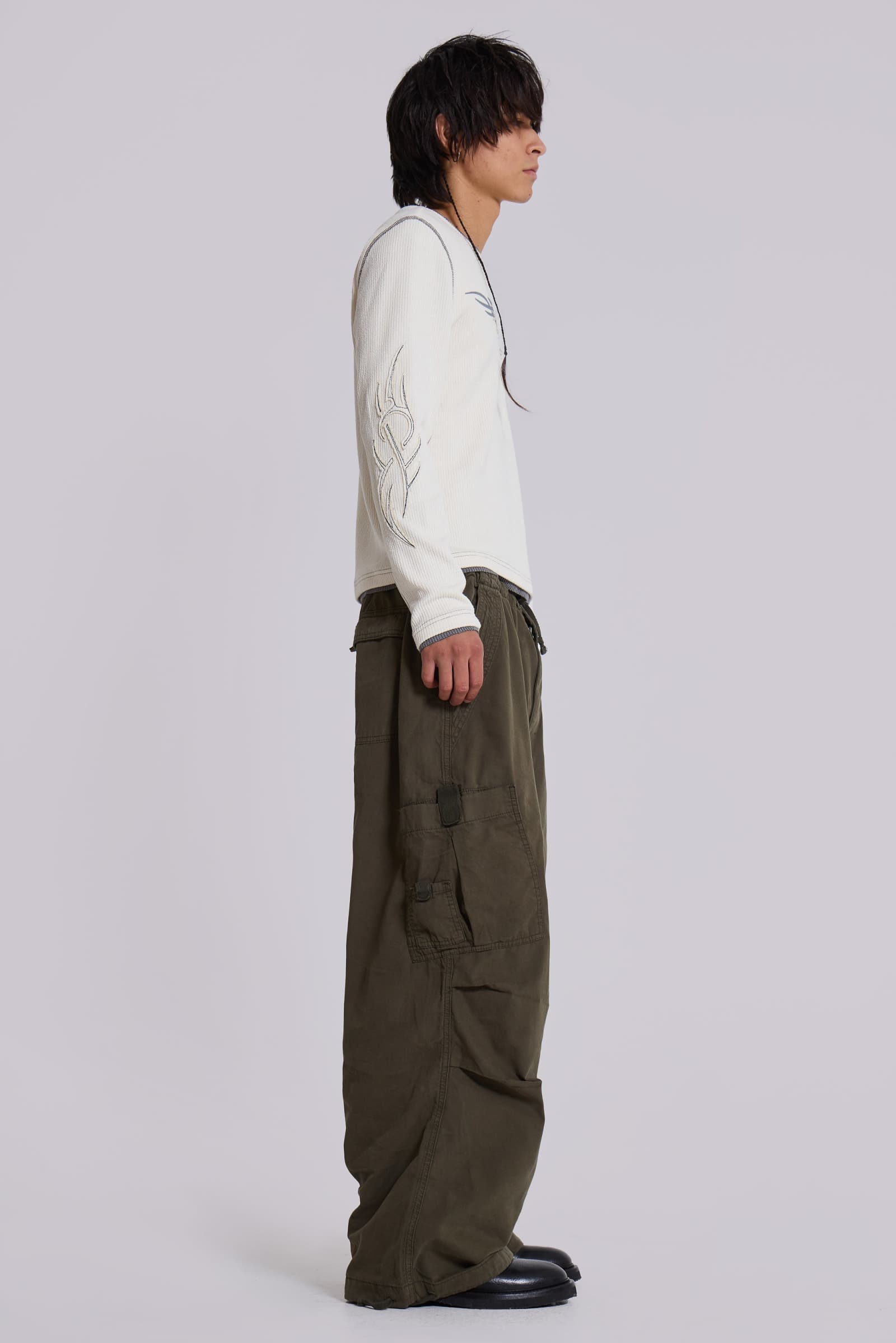 'Lulu' belted parachute dress khaki