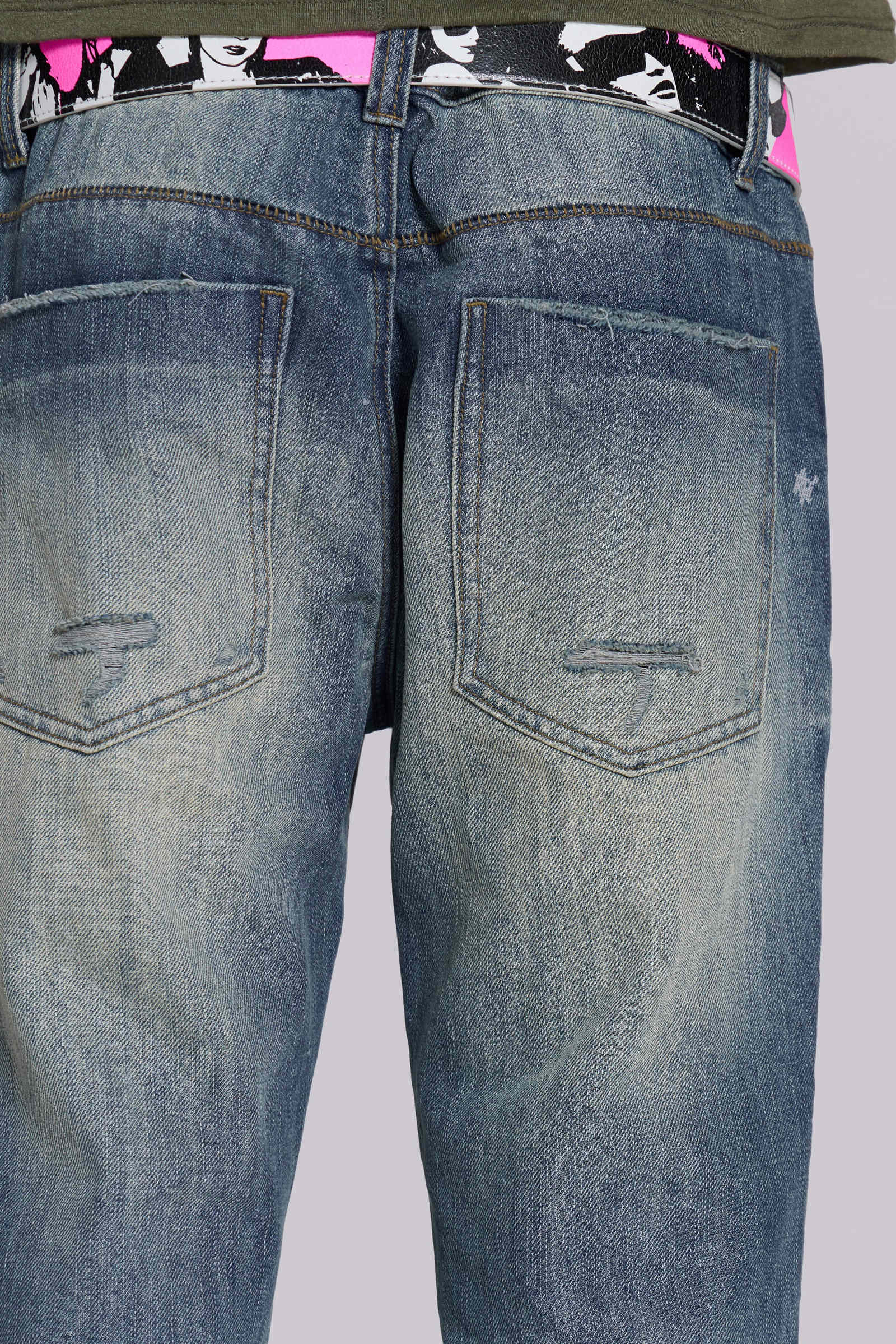 Washed Denim Flared Blue Jeans main image 0