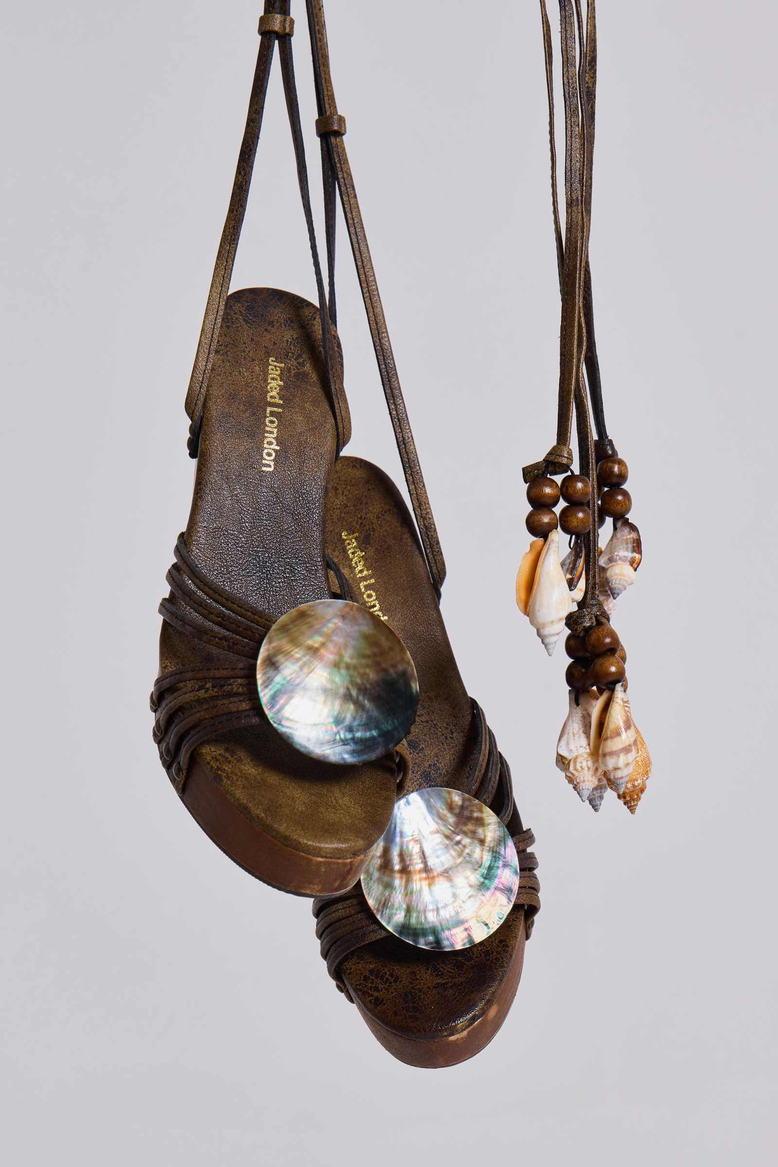 Arielle Shell Wooden Platform Sandal | Jaded London
