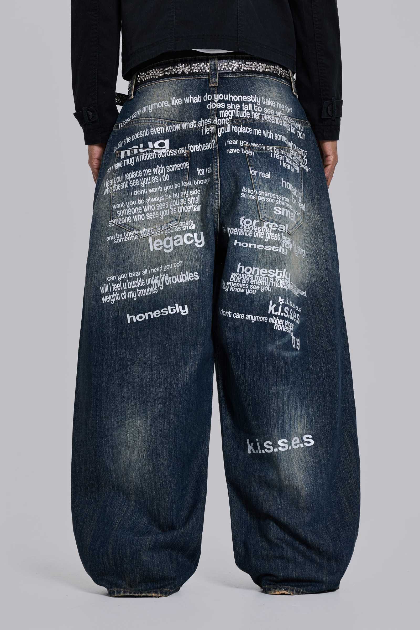 thumbnail image 2 of Men's Baggy Denim Jeans – Loose Fit Hip-Hop & Skateboard Pants With Zipper Fly 2 of 5