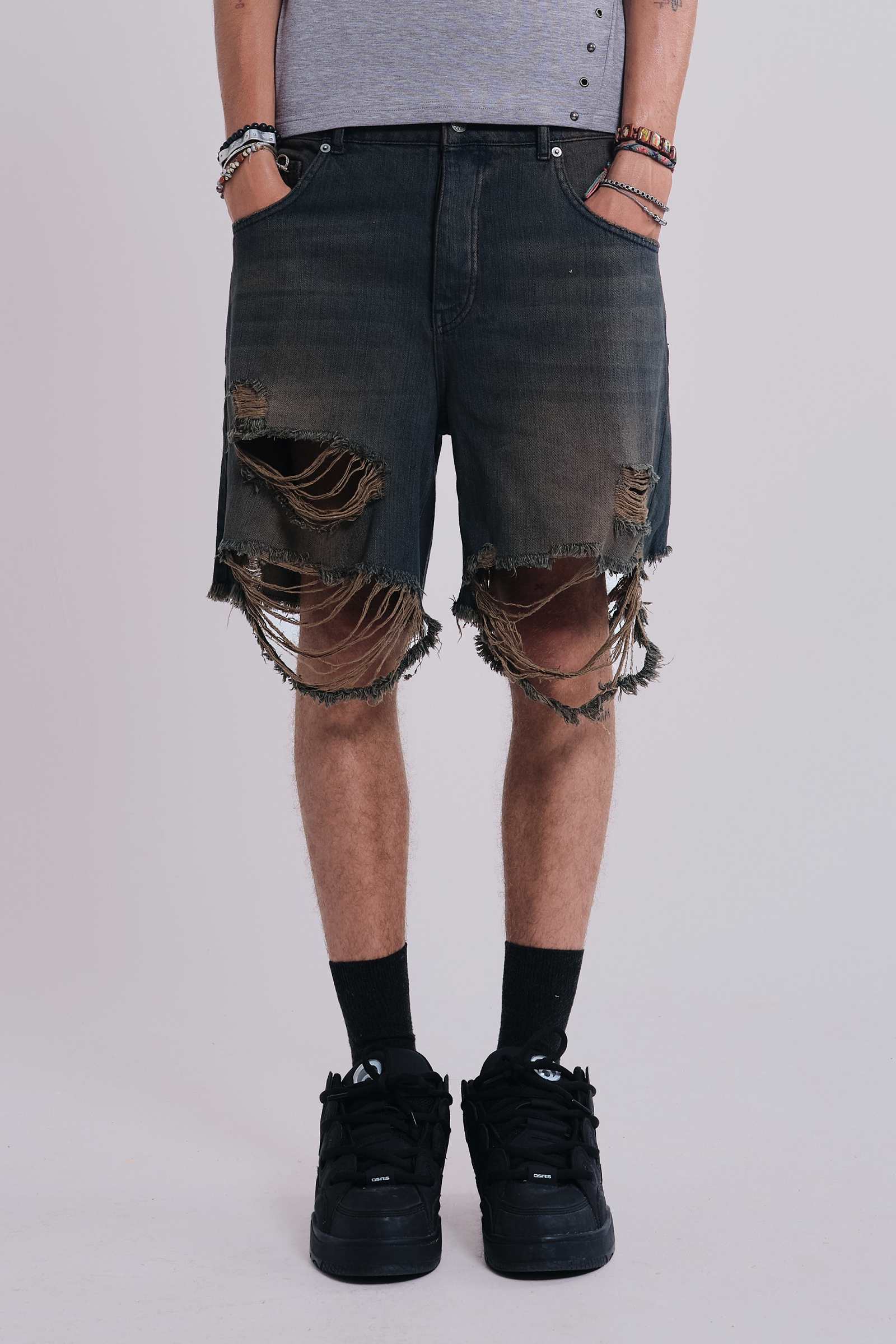 パンツ jaded london remakeleather patch jorts Shop Washed Black Jumbo Jorts | Jaded London | Clothing