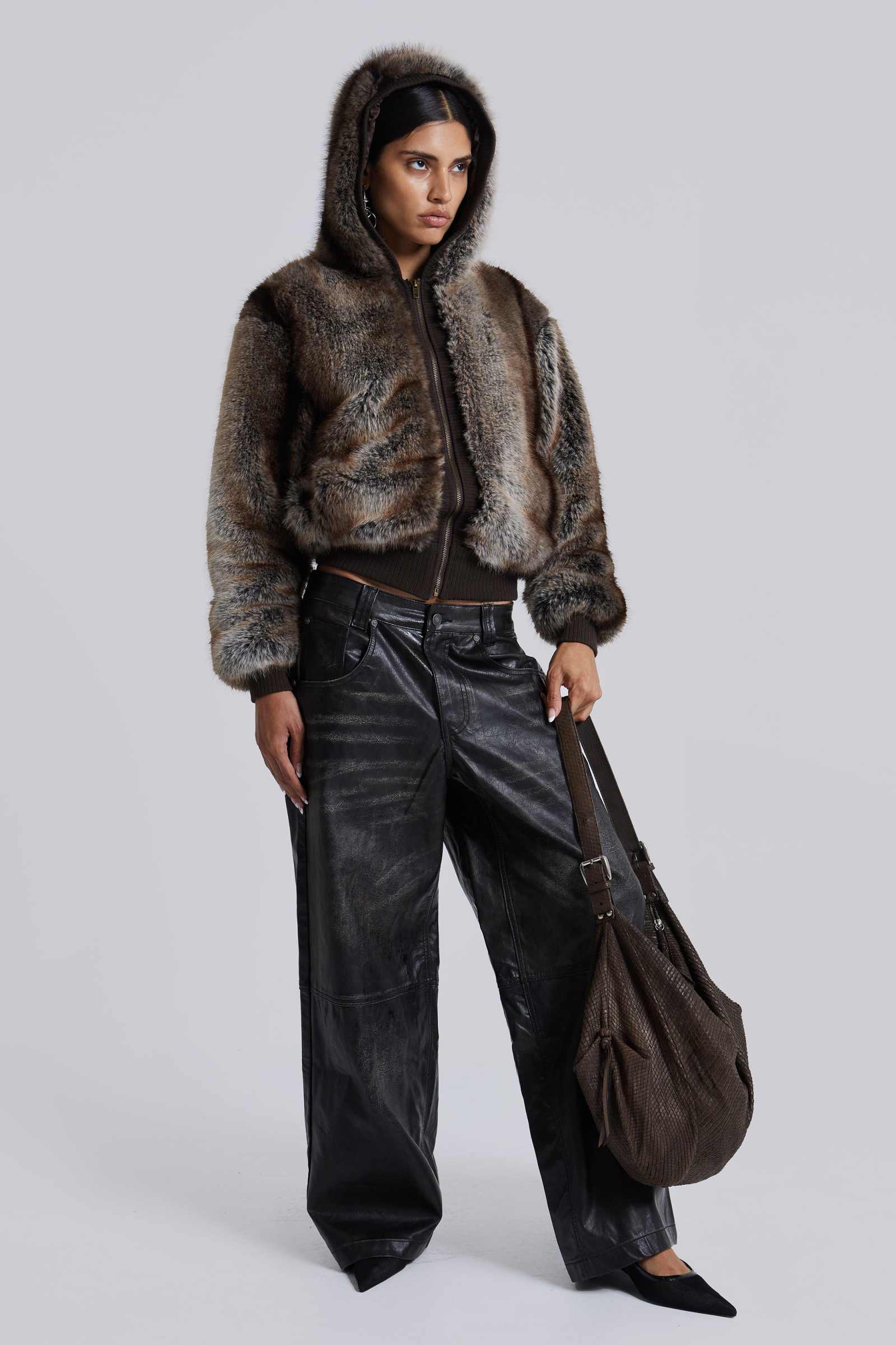 Camel Hooded Faux Fur Gilet - Jadie main image 1