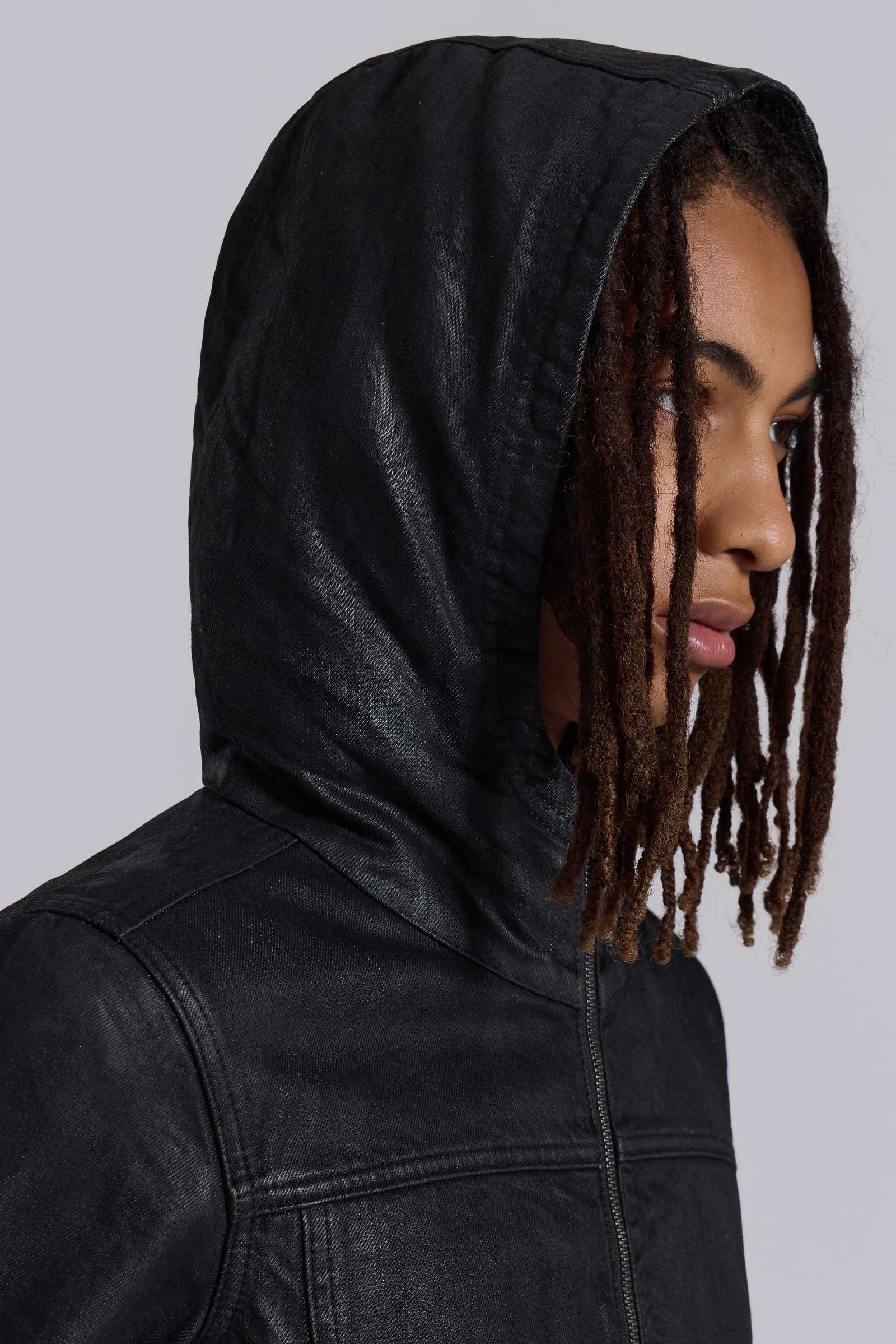 Waxed black denim jacket main image 0