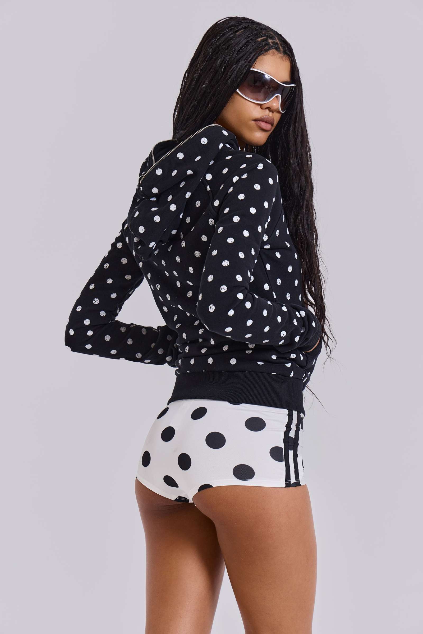 Aqua And Black Polka Dot Women's Hoodie