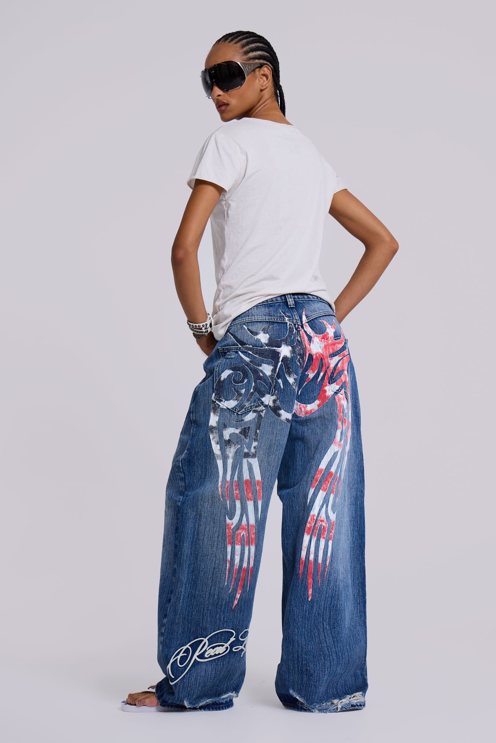 Jaded London ローライズ ダークデニム W30 フレイムデザイン