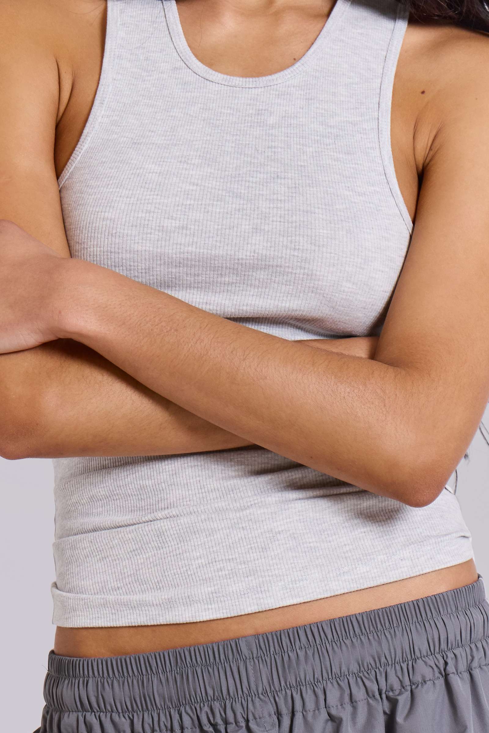 Grey Rib Longline Vest | Jaded London | Clothing