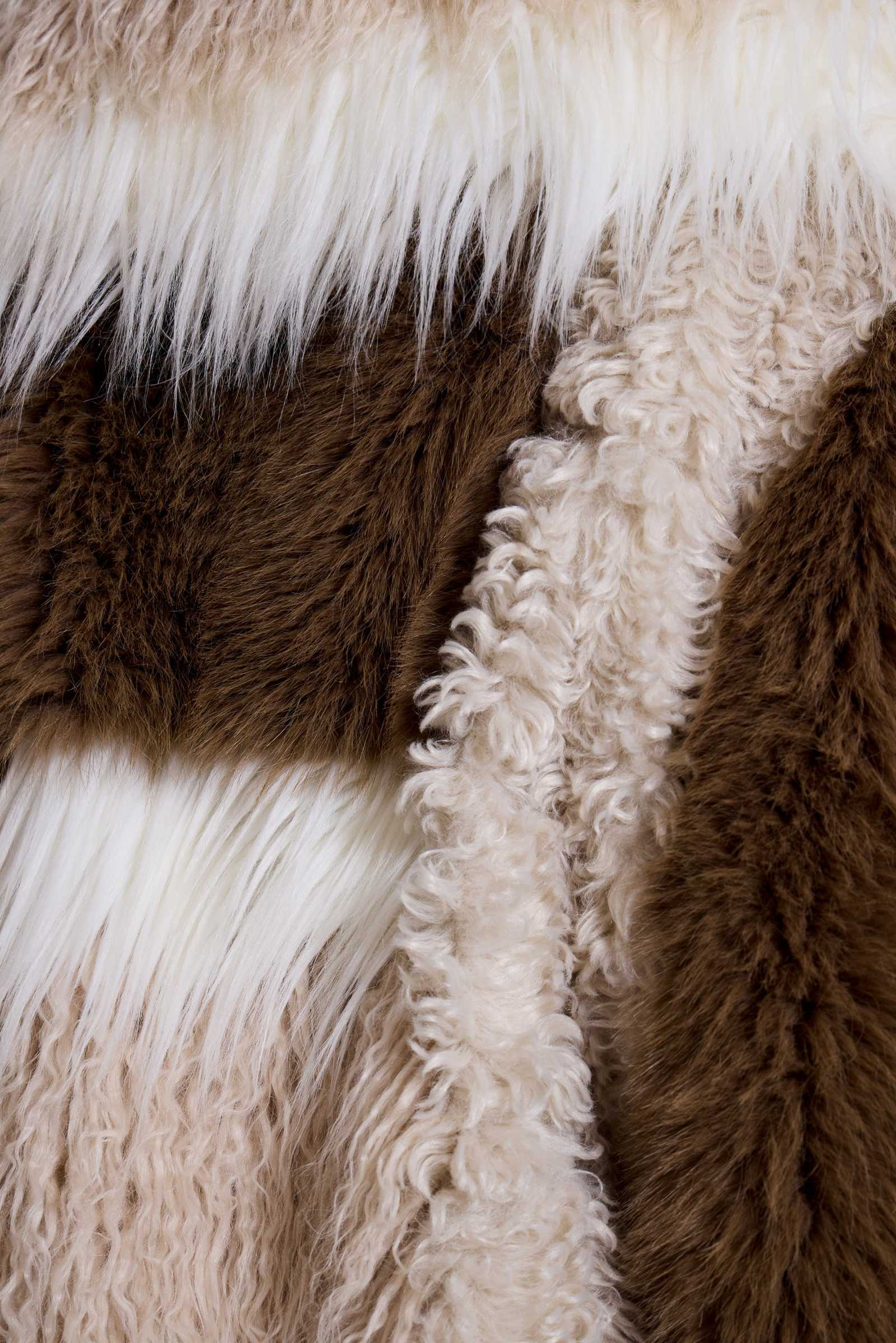 Brown Oversized Patchwork Faux Suede Coat With Fur Trim For Winter Unisex Casual Style main image 1