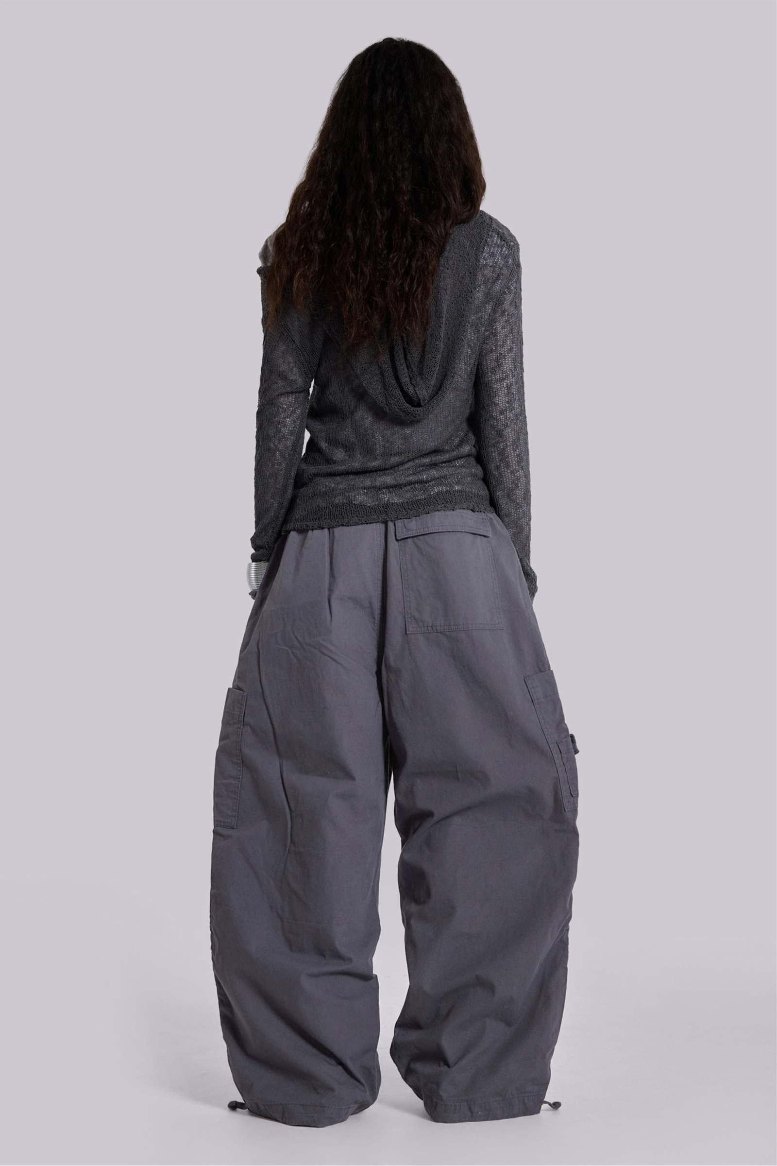 Unisex Grey Parachute Cargo Pants