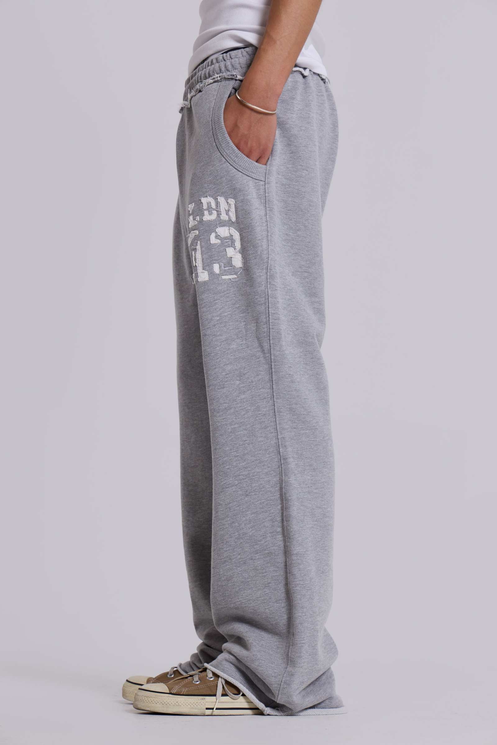 Boys Double Horsemen Jogger in Mid Grey Marl