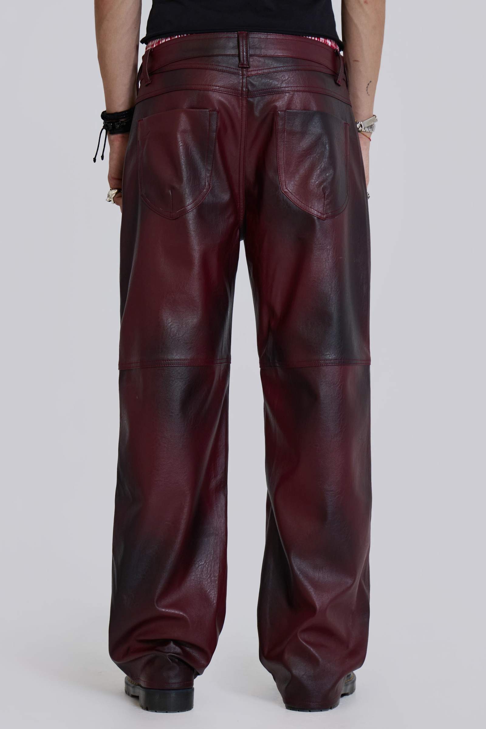 Joan Straight Leg Leather Pants - Oxblood