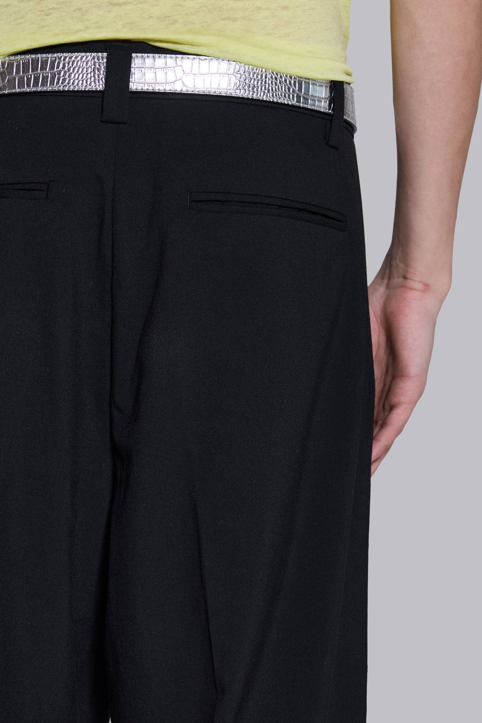 Trail cut kalli suit with Dupion pants in Black Color main image 0