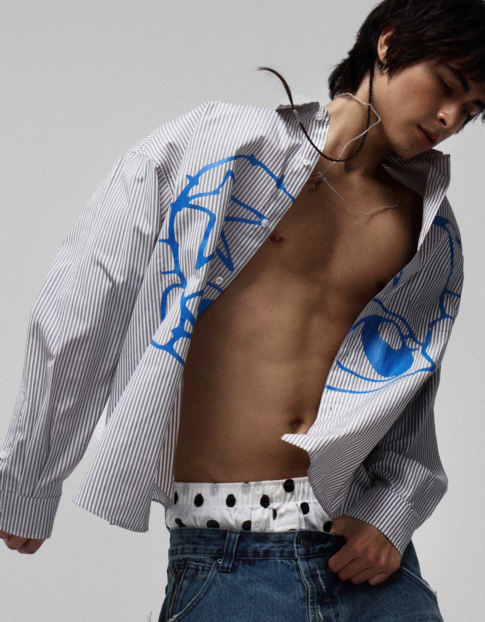 【大人カジュアル♪】Jaded London メンズシャツ 送料l関税込 JADED LONDON/Atom ギンガムチェック グラフィック シャツ