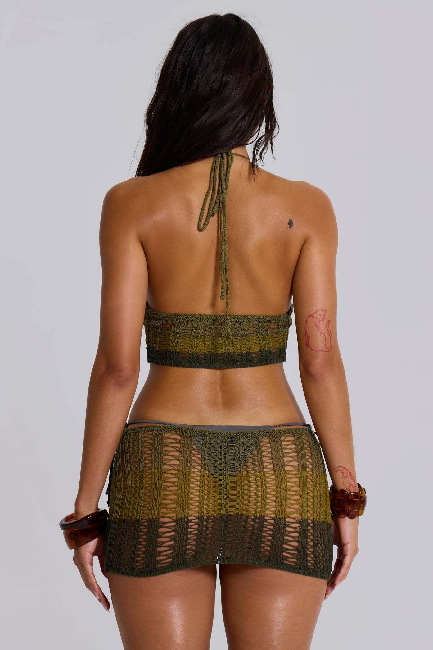 Serrah Halter Mini Dress Jacquard Butter
