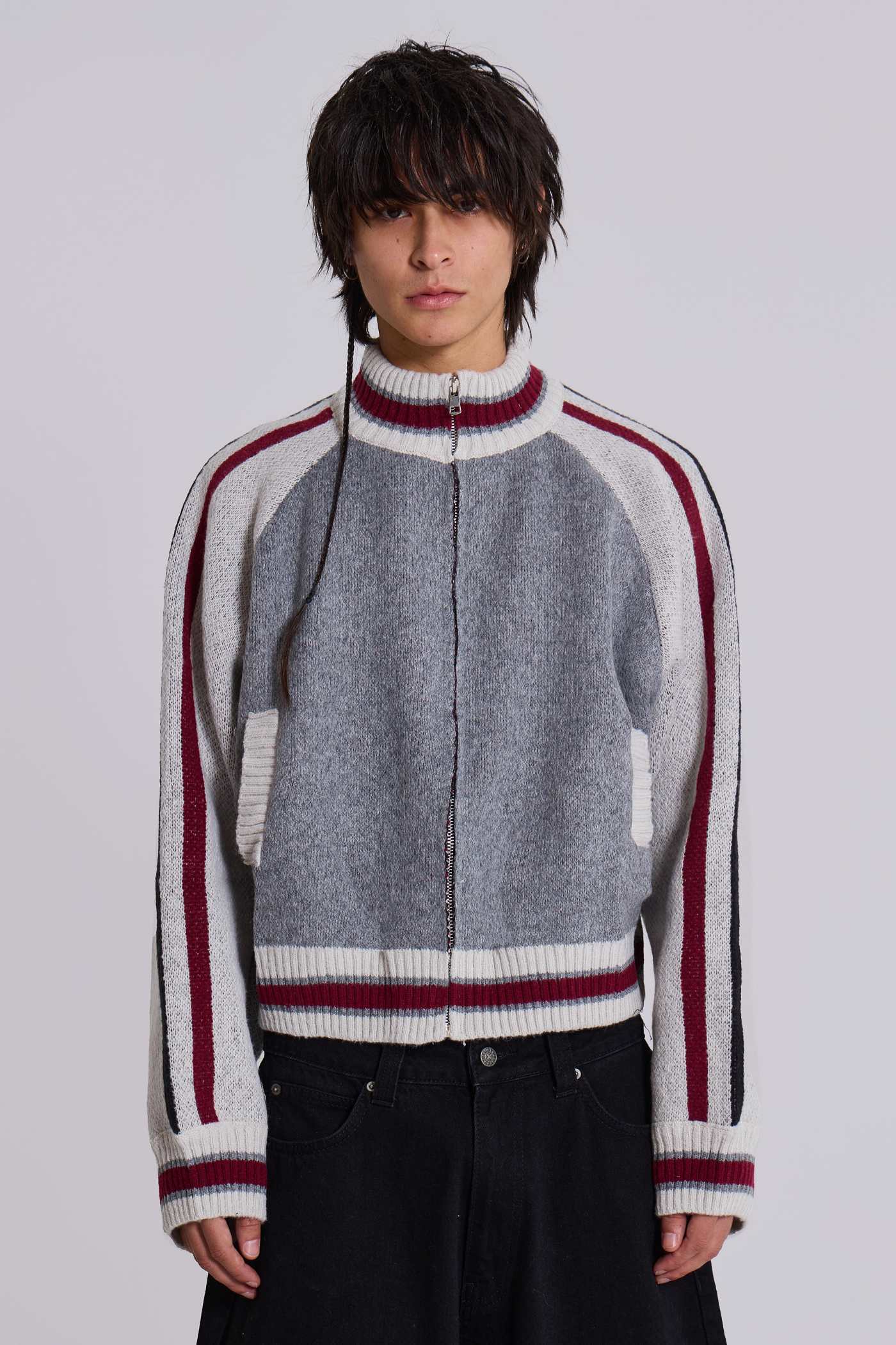 Grey Team 85 Knitted Bomber Jacket
