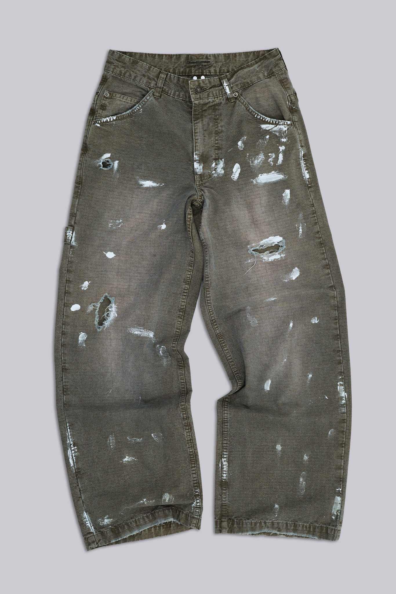 Painted Khaki Ripstop Carpenter Jeans